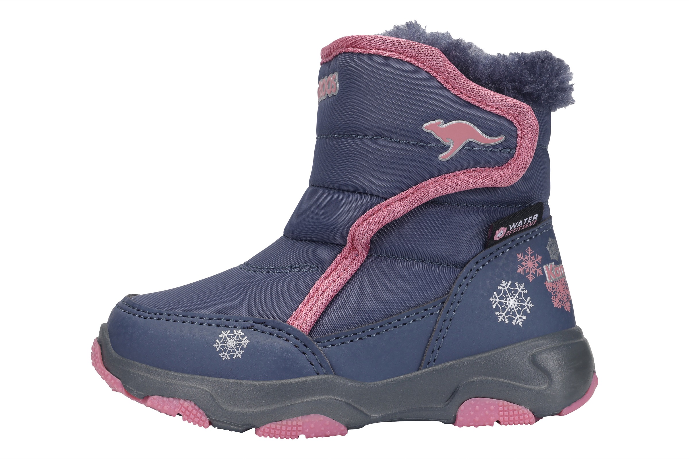 Winterboots KANGAROOS "KS-TRUNKS MID V RTX", Jungen, Gr. 28, grisaille, dusty rose, Synthetik, Textil, Schuhe Winterboots, Snowboots, Winterboots, Winterschuhe, wasserdicht