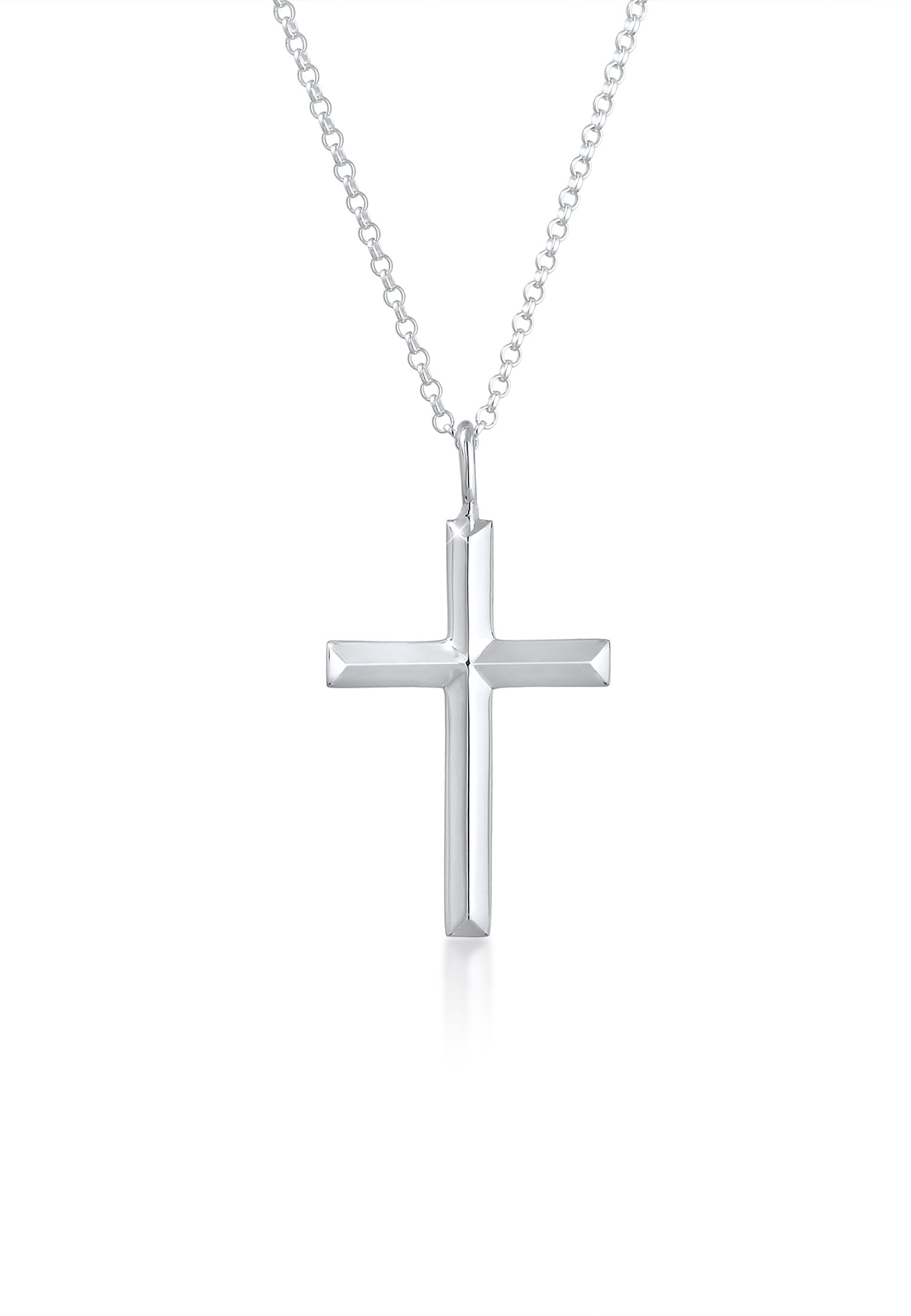 "Lange Kette KUZZOI ""Halskette Herren mit Kreuz Oxidiert Massiv 925 Silber"" Gr. 60, silber, Halsketten, Herren, ohne Stein, Silber 925