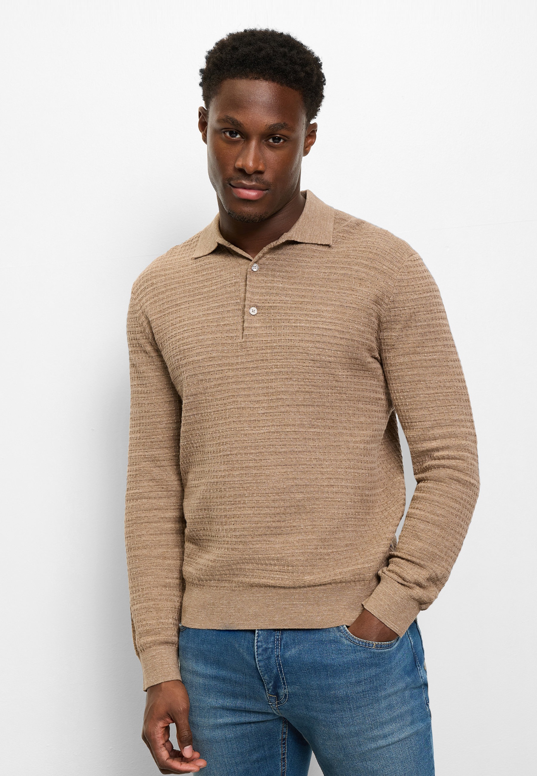 OLYMP Langarm-Poloshirt "OLYMP Casual Strick, Polo langarm"