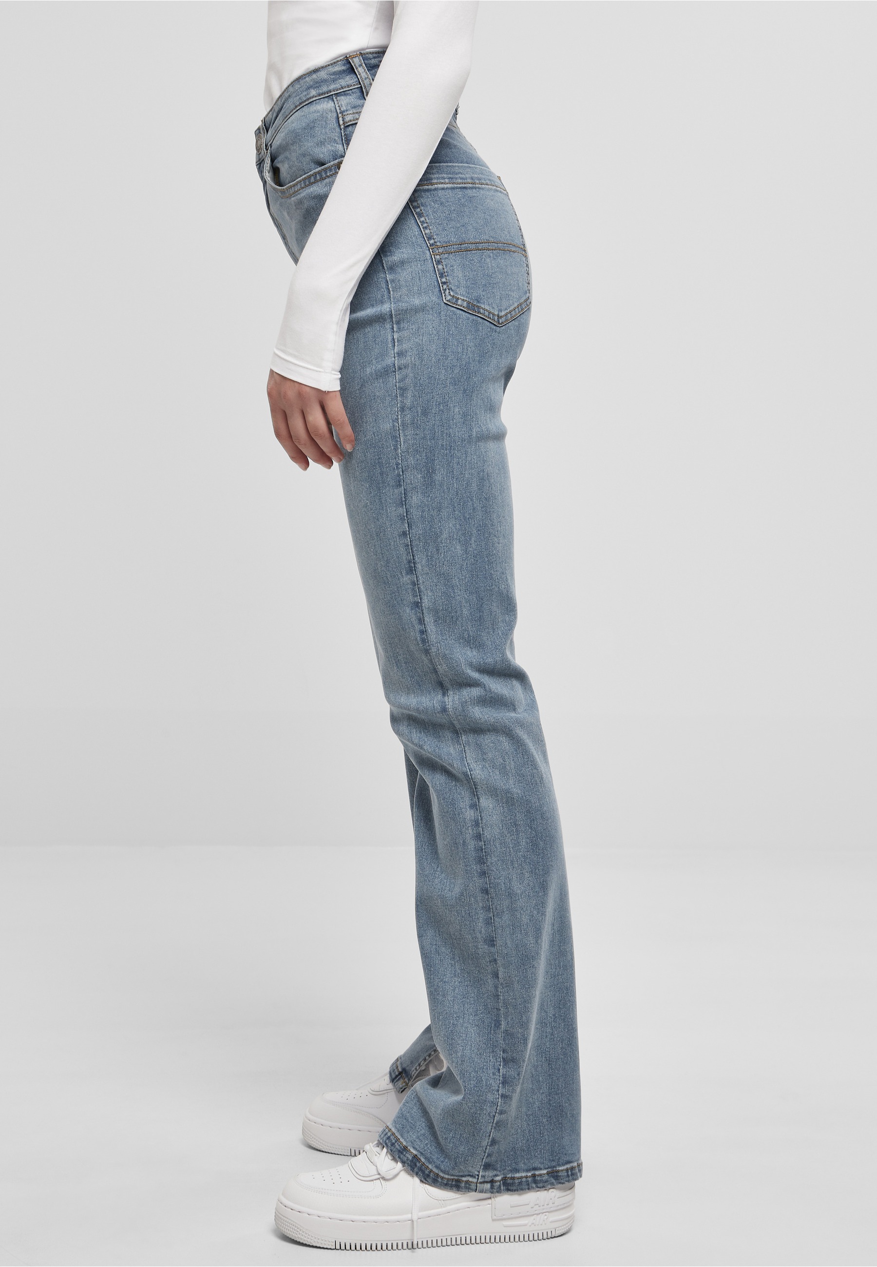 URBAN CLASSICS Bequeme Jeans »Urban Classics Damen Ladies Highwaist Straight Slit Denim Pants« 1 Stk.