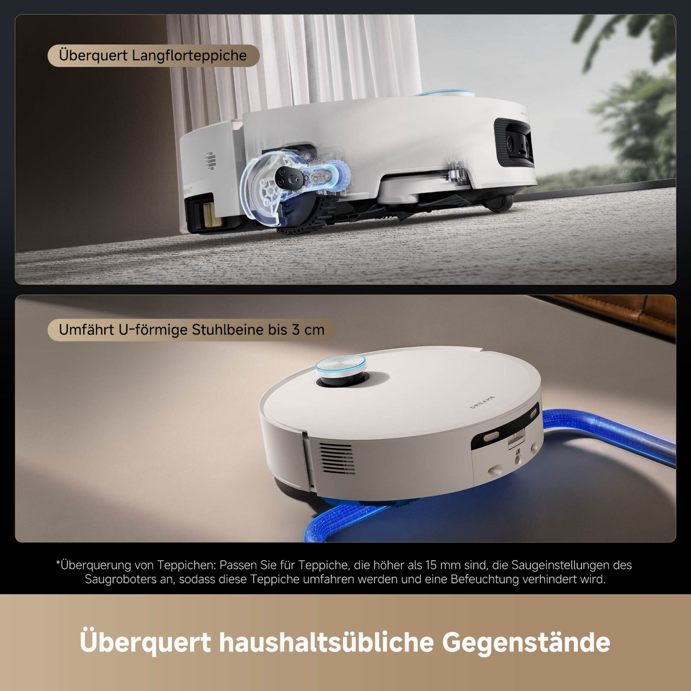 Dreame Nass-Trocken-Saugroboter »Aqua10 Ultra Track Complete White«, Warmwasser-Wischsystem, überwindet Hindernisse, 25.000 Pa Saugkraft