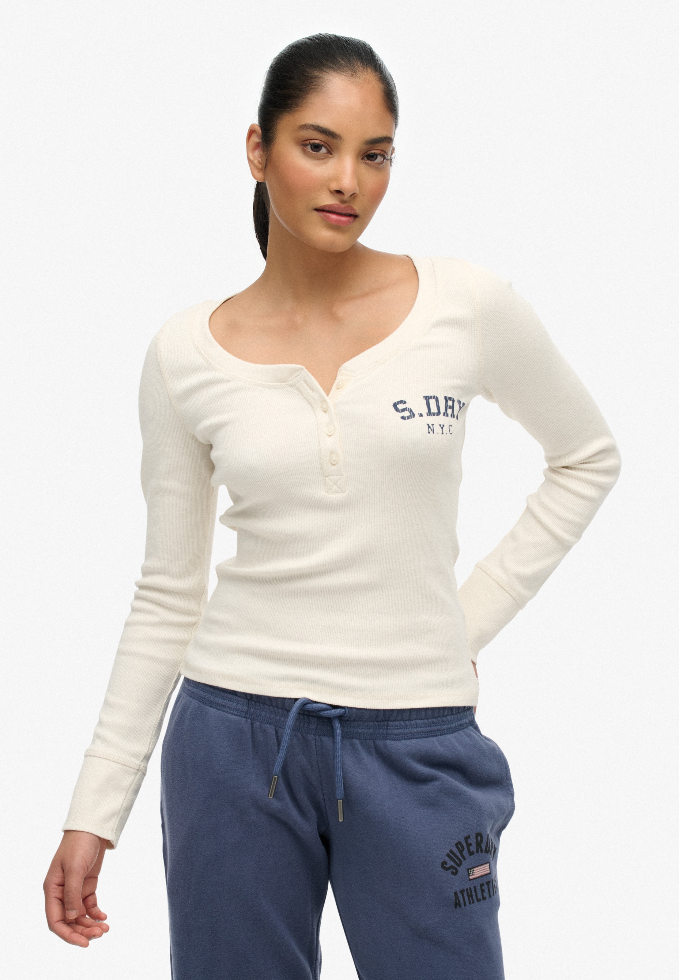 Superdry Langarmshirt "ATHLETIC BUTTON DOWN LS TOP" im Henley-Stil günstig online kaufen
