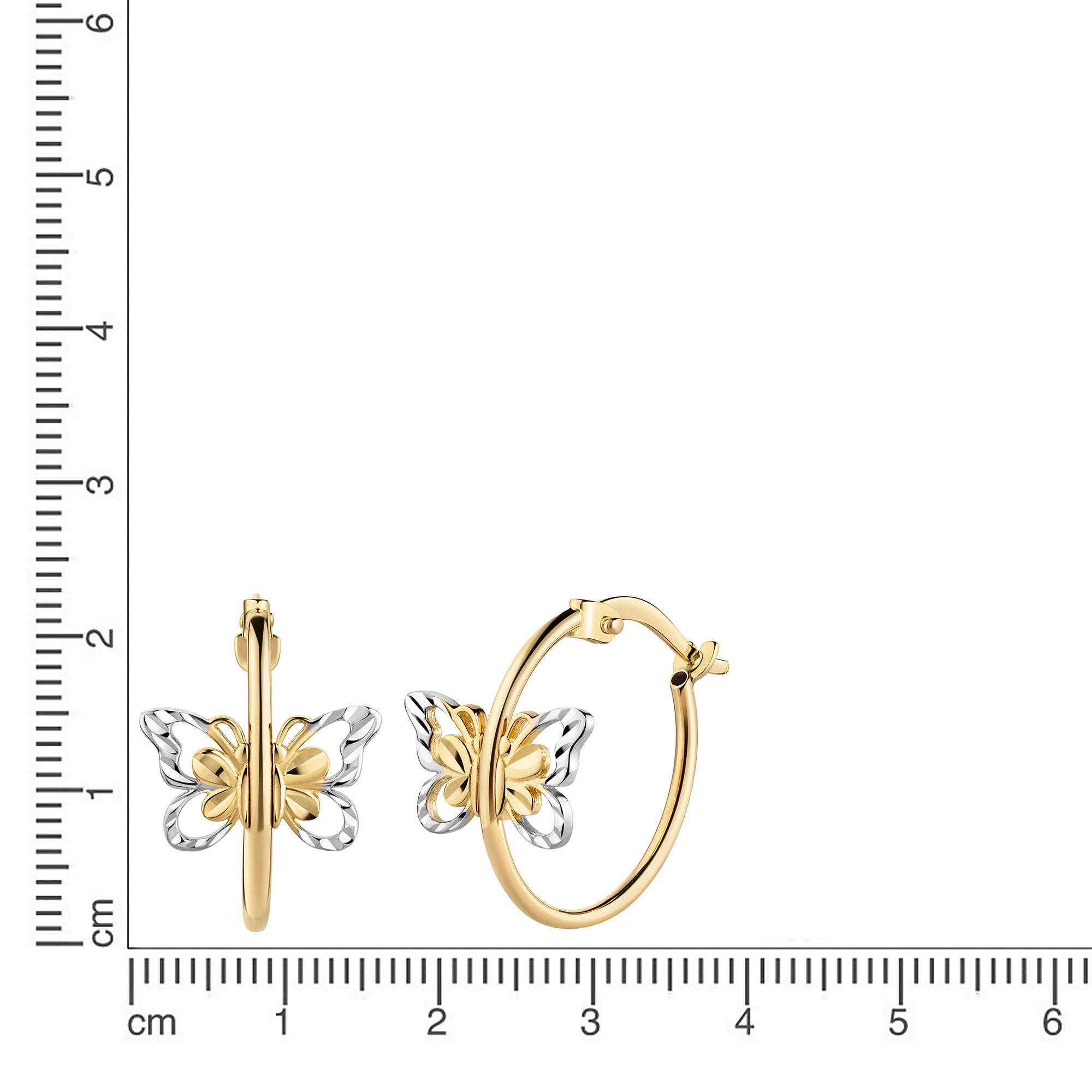 Fascination by Ellen K. Paar Creolen »585/- Gelbgold bicolor Schmetterling«