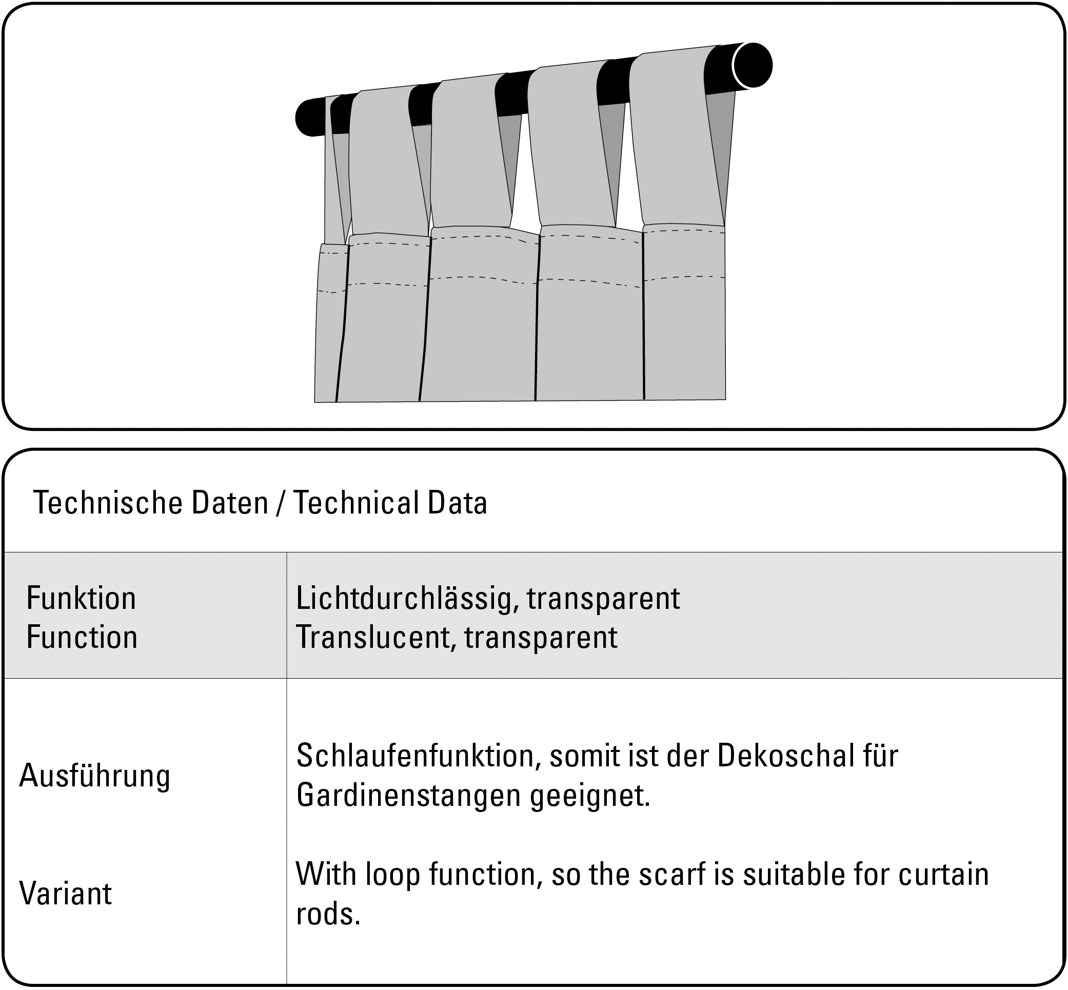 Gardine »Schal Voile Uni«, (1 St.), mit Schlaufen