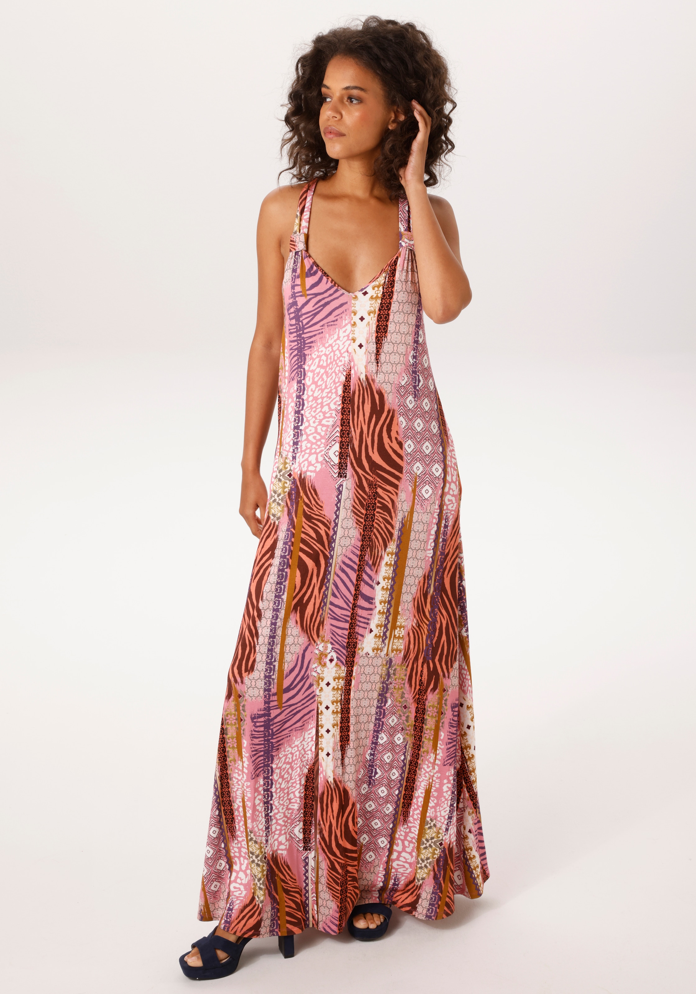 Aniston CASUAL Sommerkleid Eingrifftaschen mit fantasievollen Patch-Drucken - NEUE KOLLEKTION