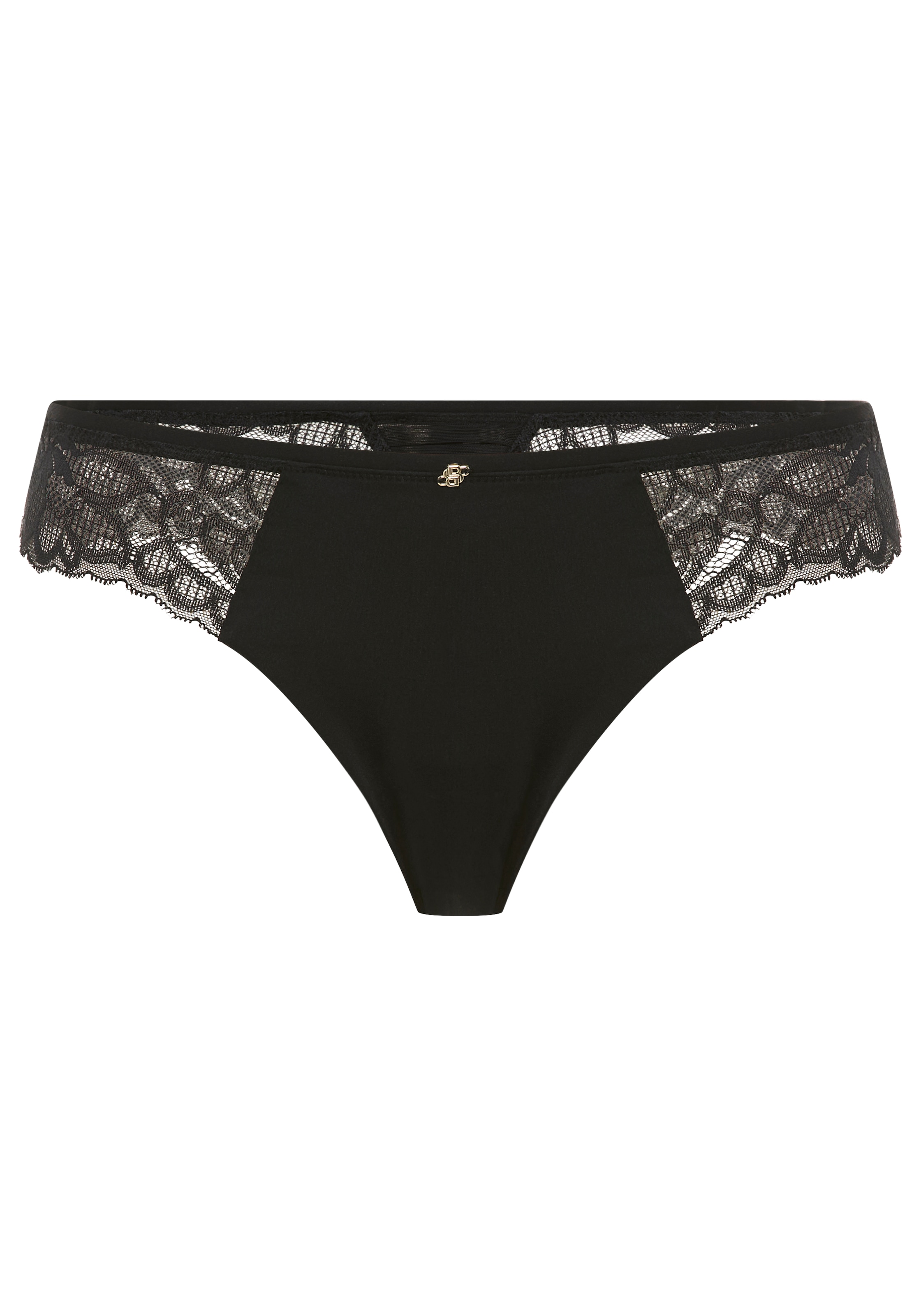 BOSS Tanga "BLOSSOM" aus Spitze mit plissiertem Mesh und goldenem Anhänger günstig online kaufen