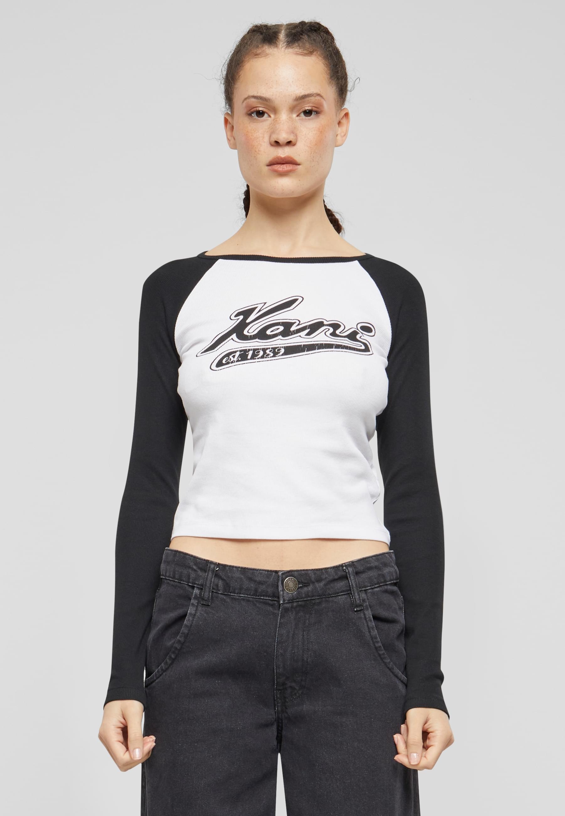 Karl Kani T-Shirt »Karl Kani Damen KW241-043-3 KK Varsity Crop Block Rib Ls«, (1 tlg.)