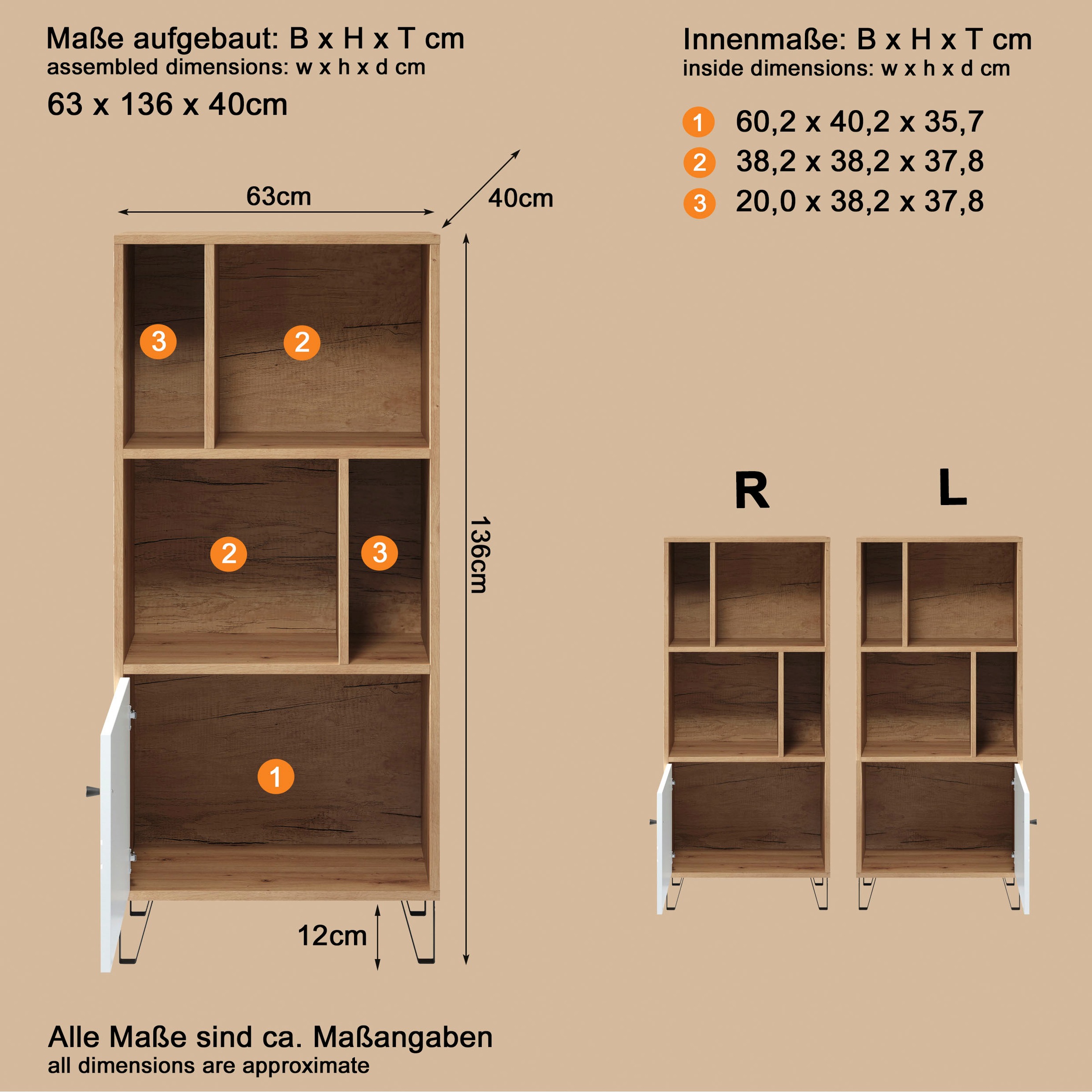 PLACES OF STYLE Stauraumregal "Tarragona" 1 Stk. tlg. Regal mit 1 Tür & 4 o günstig online kaufen