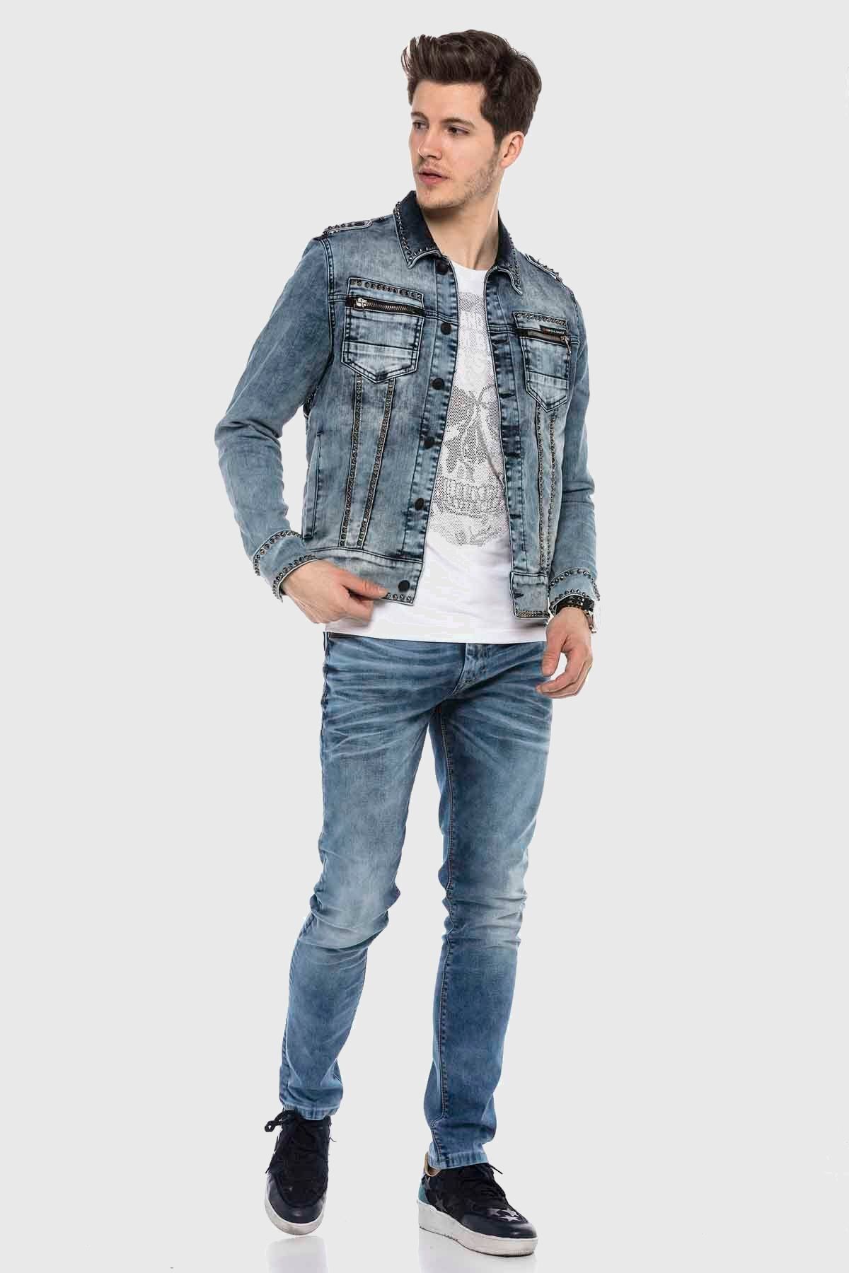Thumbnail - Cipo & Baxx Jeansjacke "JEANS JACKET", ohne Kapuze, im washed Look