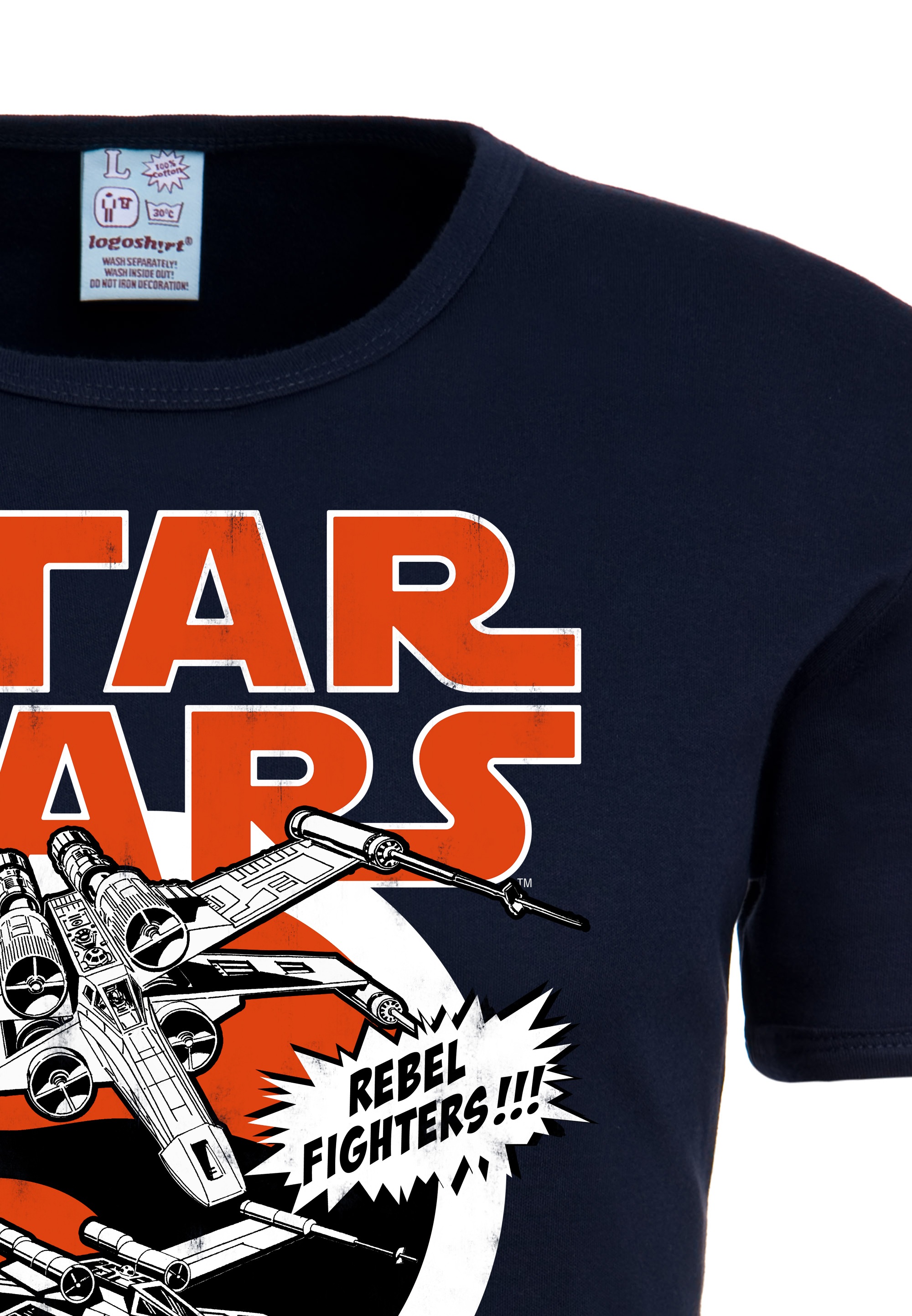 großem Retro-Print Wars X-Wings«, »Star LOGOSHIRT T-Shirt ▷ mit | BAUR kaufen