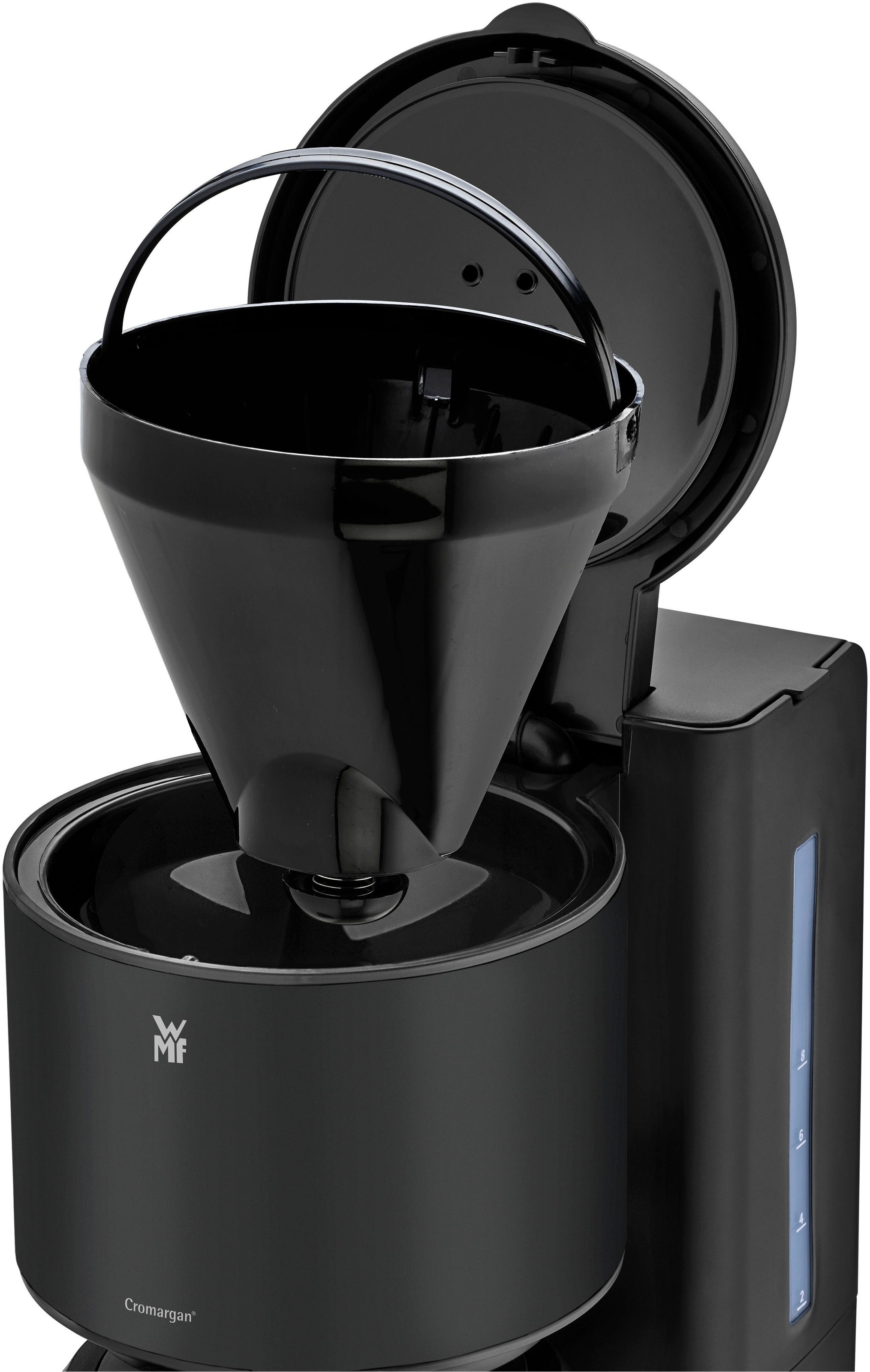 WMF Filterkaffeemaschine »Stelio Deep Black«, 1,25 l Kaffeekanne, Papierfilter, 1x4, 10 Tassen, Warmhaltefunktion, Abschaltautomatik, Cromargan, 1000 Watt