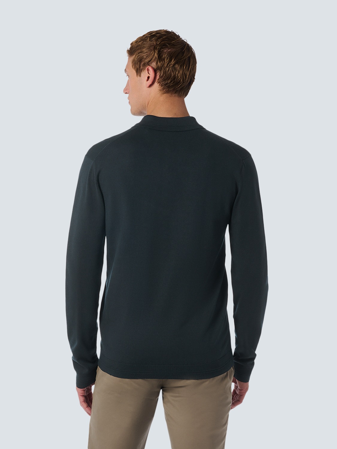 NO EXCESS Rundhalspullover »No Excess Langärmeliger Polo-Pullover«
