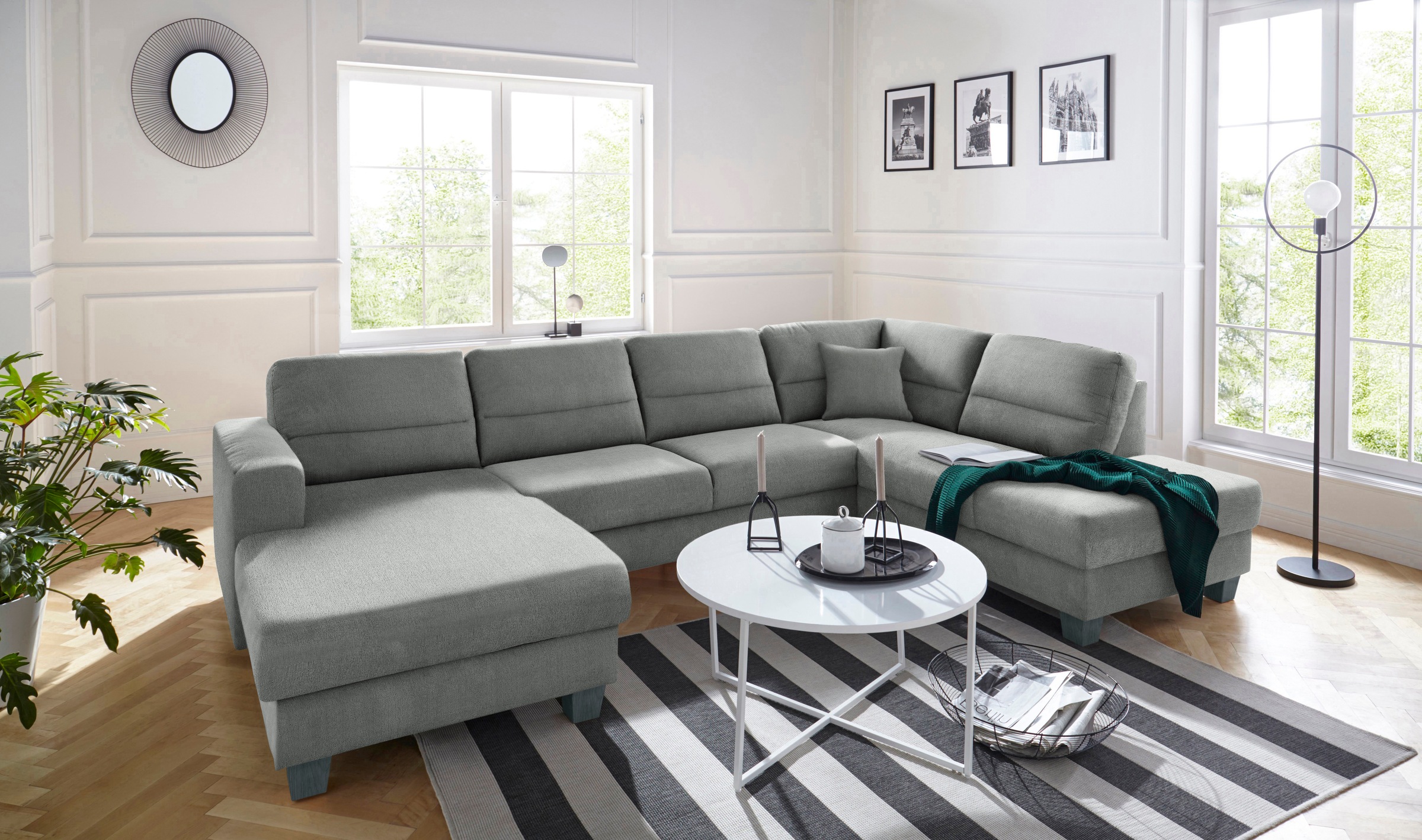 TRENDMANUFAKTUR Wohnlandschaft »Chamber, zeitlos und modern, bequem, hoher Sitzkomfort, U-Form«, wahlweise mit Schlaffunktion