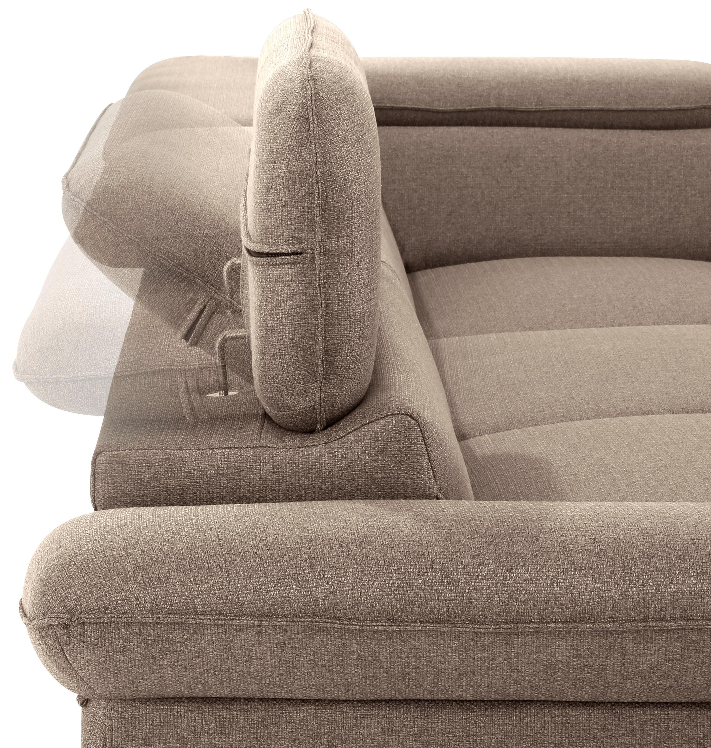 Home affaire Ecksofa »Pilot L-Form«, mit Kopfteilverstellung, wahlweise mit Bettfunktion & Bettkasten