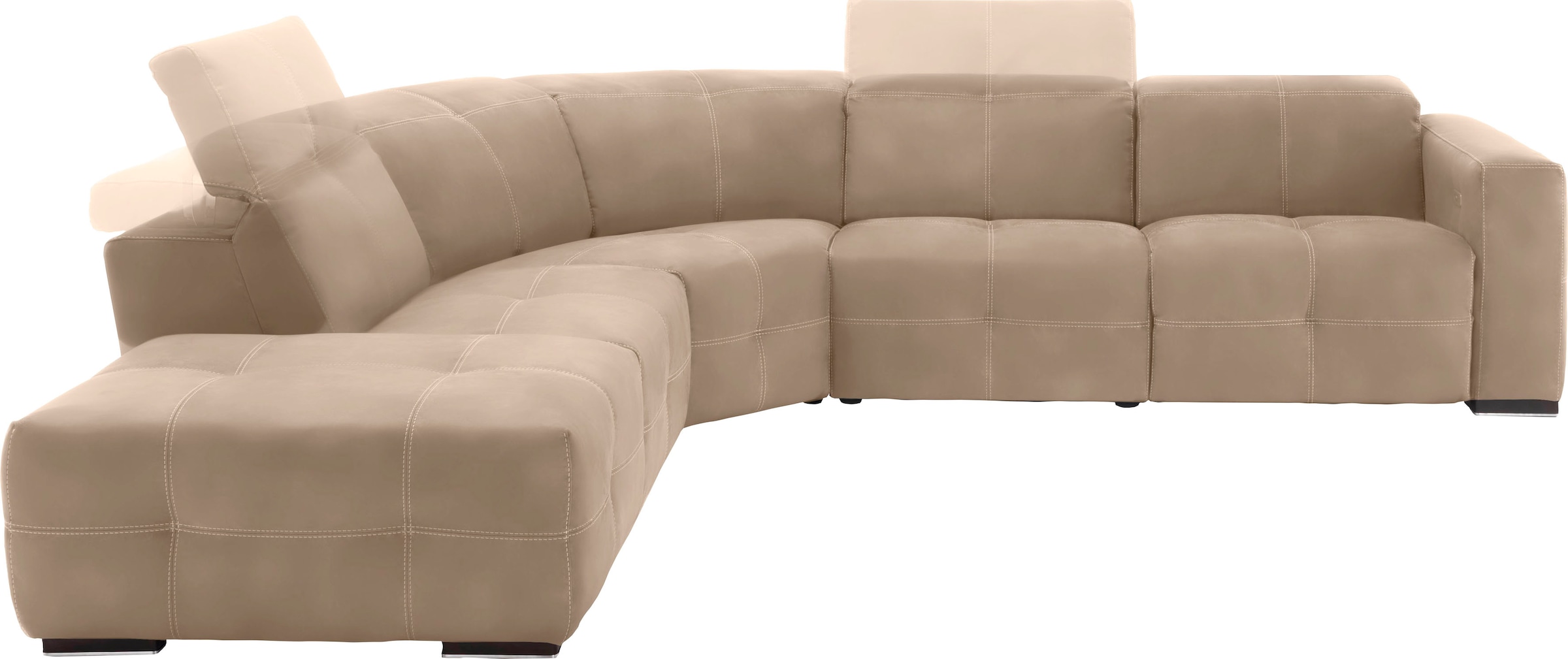 Egoitaliano Ecksofa "Sauvanne, Designsofa der Extraklasse, elegant und bequem, L-Form" wahlweise mit elektrischer Relaxfunktion, Kopfteilverstellung