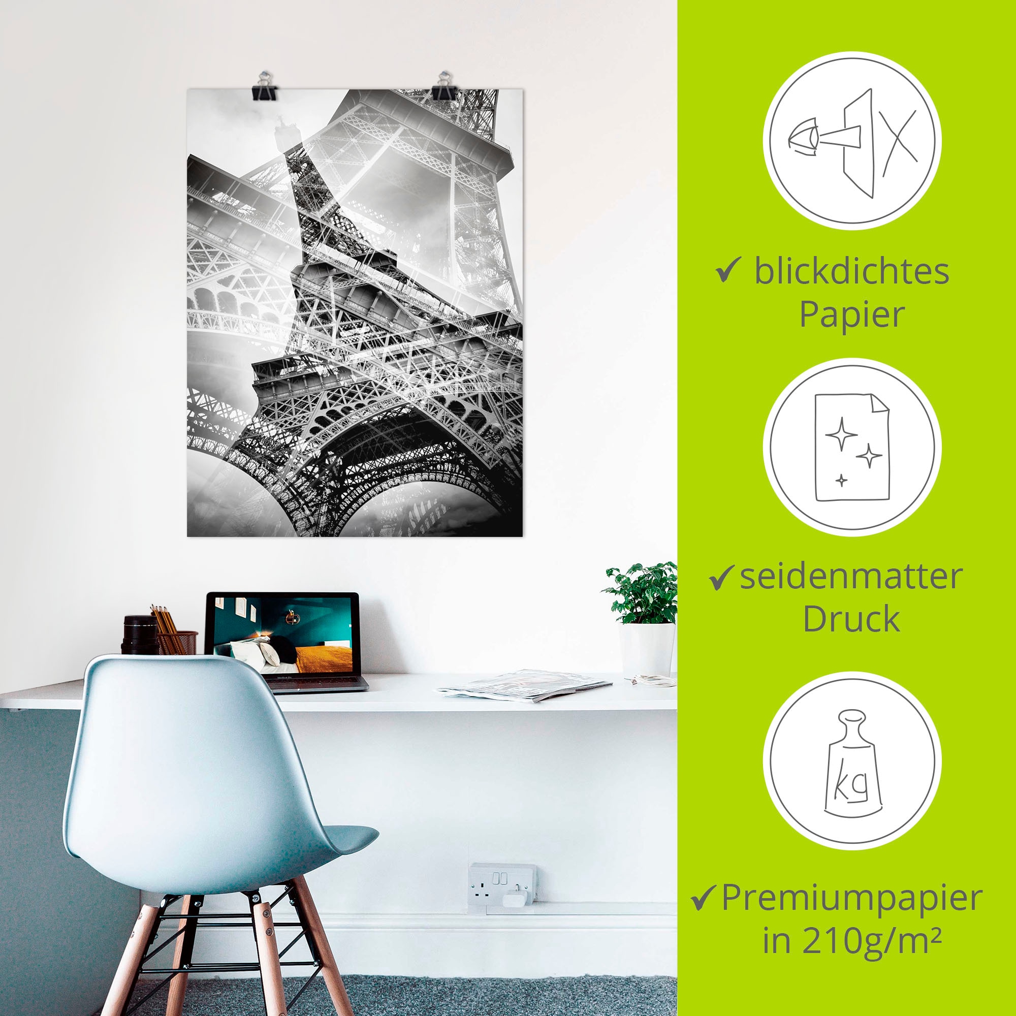 Artland Wandbild »Der doppelte Eiffelturm«, Gebäude, (1 St.), als Alubild, Outdoorbild, Poster, Wandaufkleber in verschied. Größen