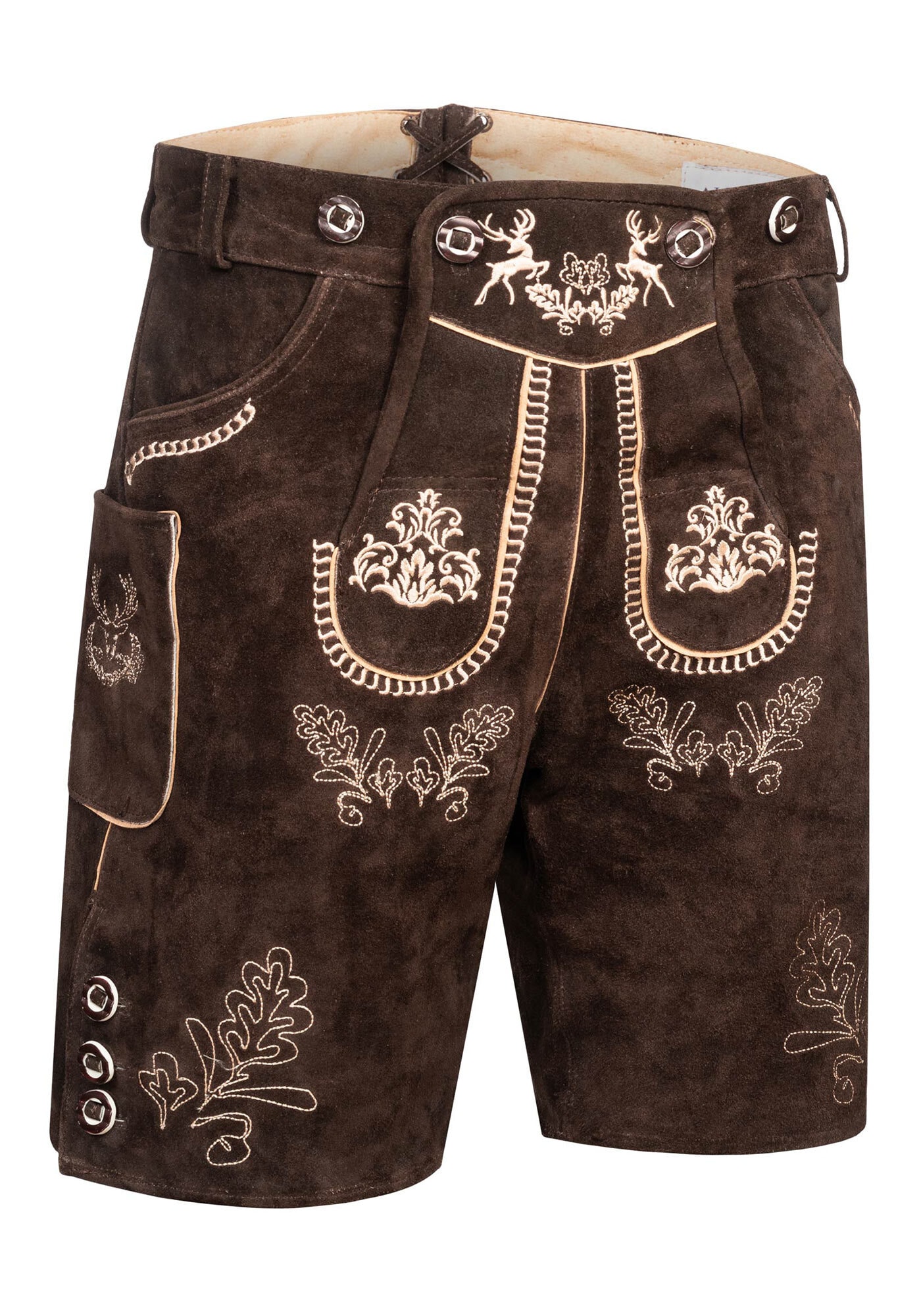 Alessandro Salvarini Trachtenlederhose »ASFerdl«, Lederhose in Trachtenstil in kurzer Schnittform aus Echtleder