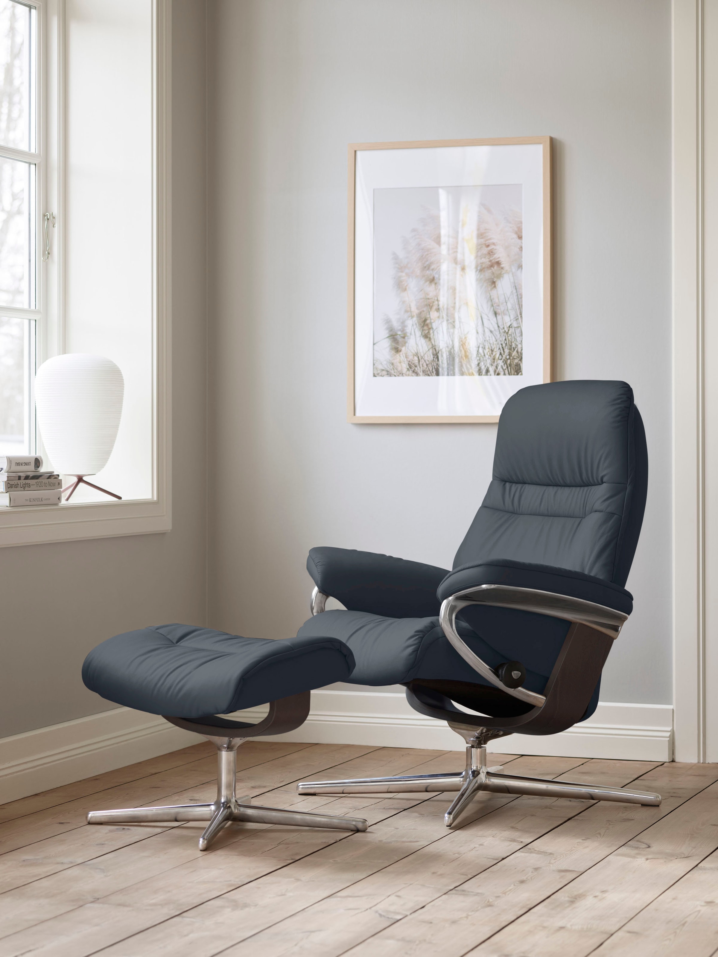 Stressless Fußhocker "Sunrise", mit Cross Base, Größe S, M & L, Holzakzent Wenge