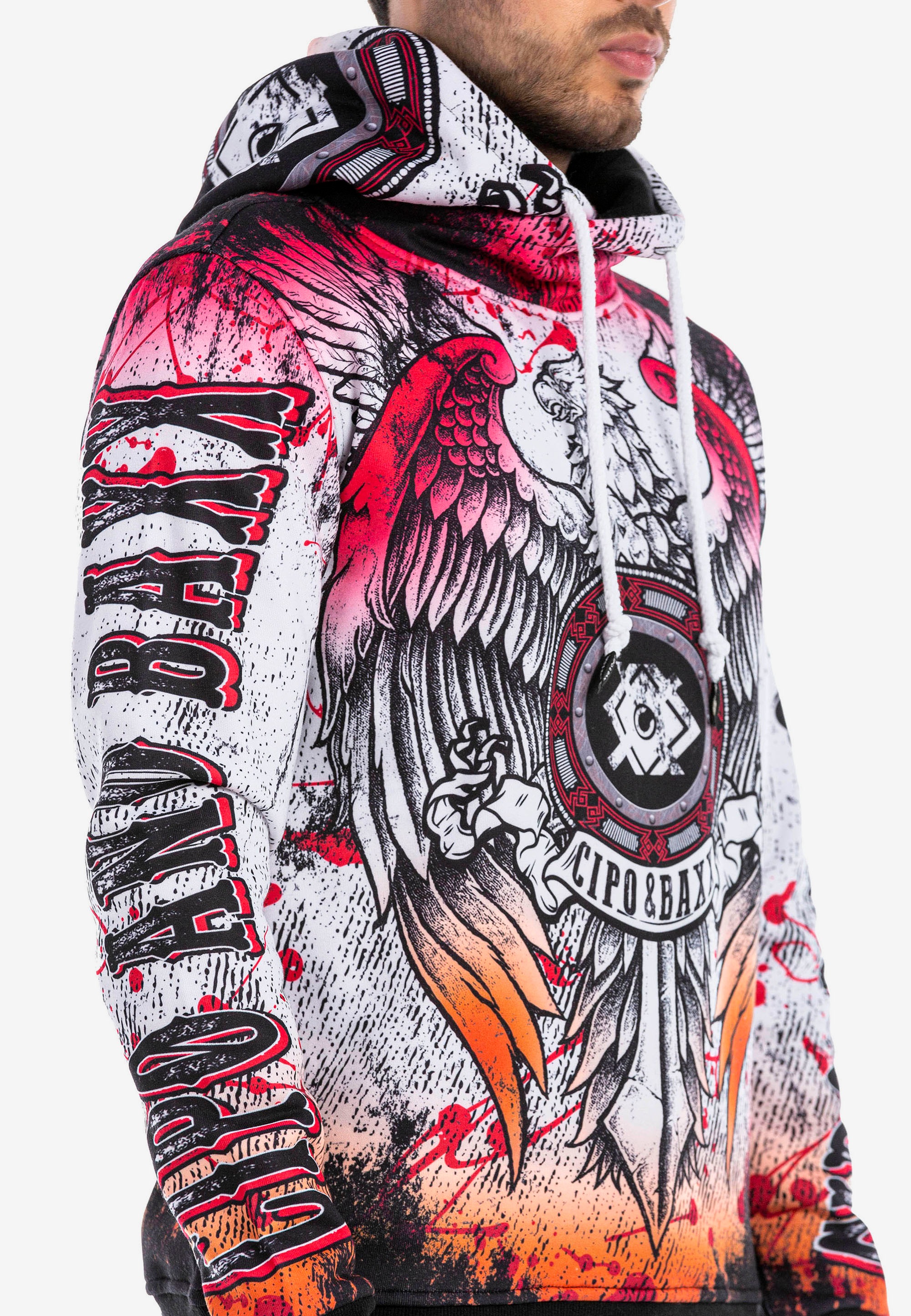 Cipo &amp; Baxx Kapuzensweatshirt mit coolem Allover-Print
