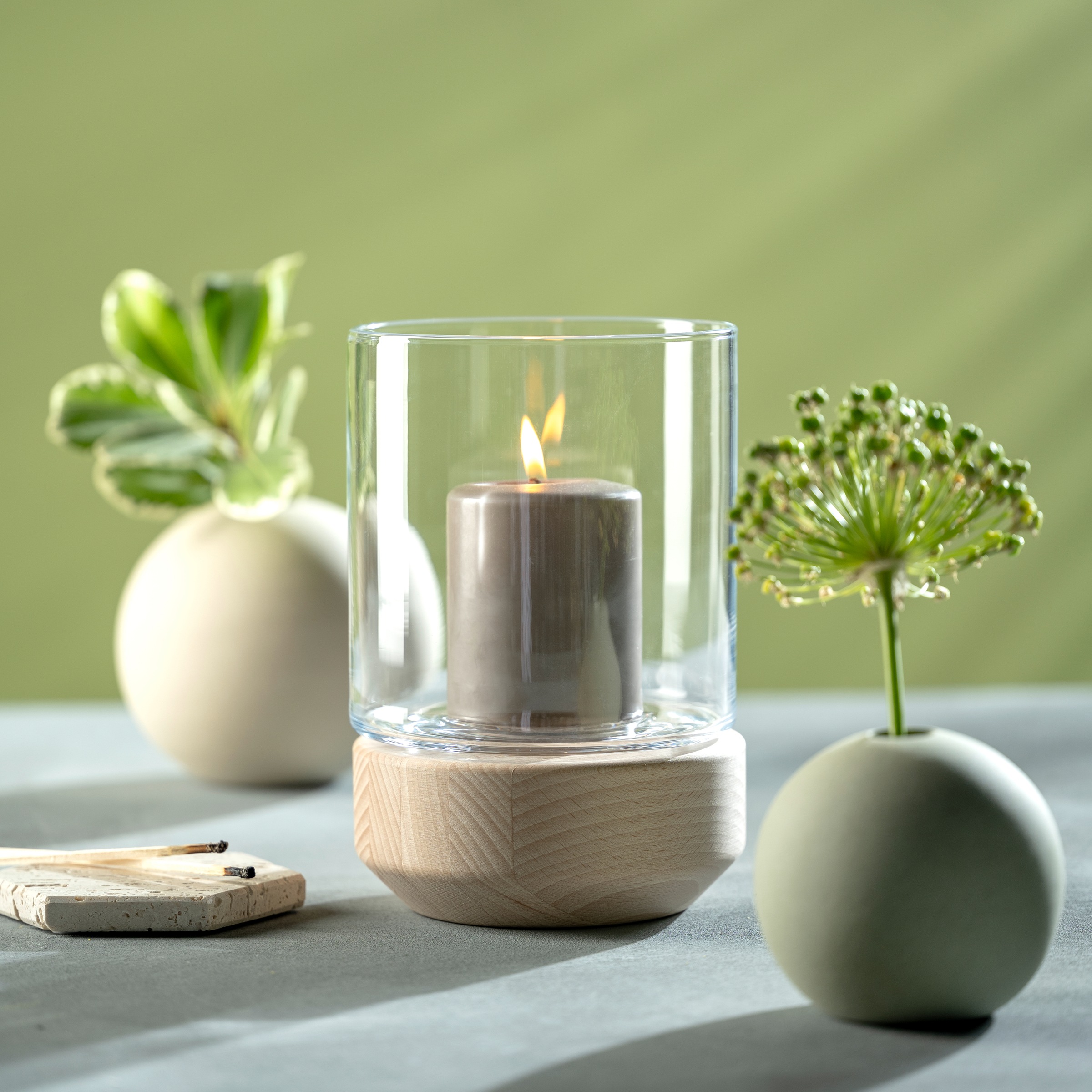 LEONARDO Windlicht "Windlicht auf Holzsockel LEGNO" günstig online kaufen