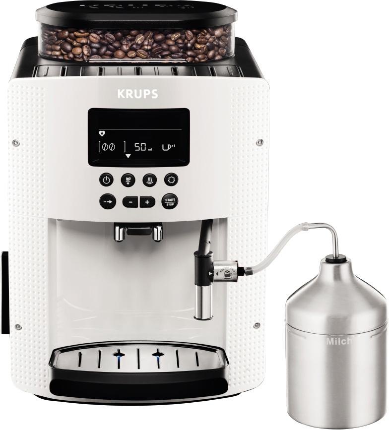 KRUPS Kaffeevollautomat "EA8161", weiß, B:28,7cm H:48,3cm T:38,1cm, Kaffeevollautomaten, inkl. Edelstahl-Milchbehälter, 3 Temperaturstufen + 3 Mahlstärken, Kaffeevollautomat 3