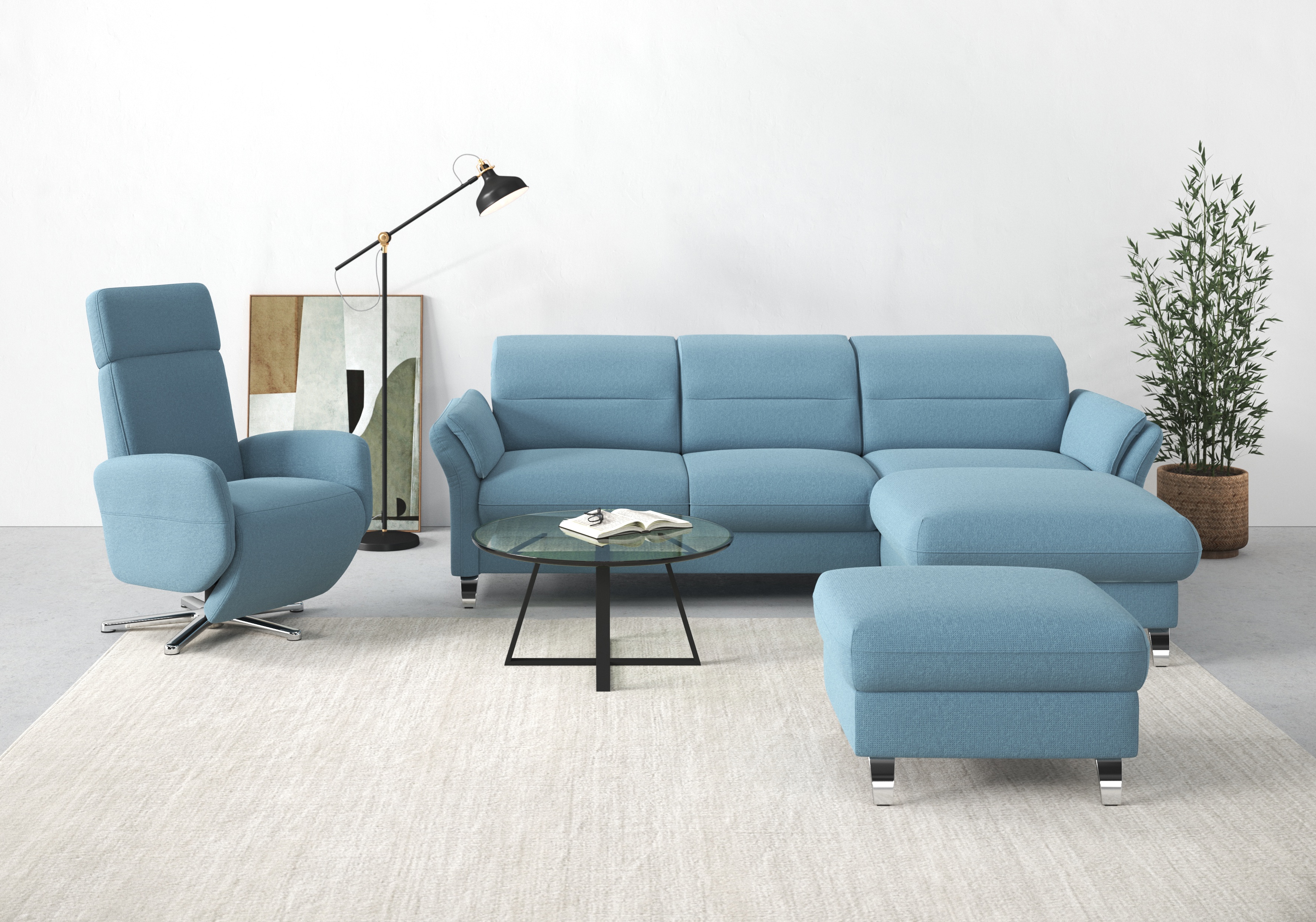 sit&more Ecksofa "Grenoble L-Form mit Federkern" wahlweise mit Schlaffunktion, Bettkasten, Arm- und Kopfteilverstellung