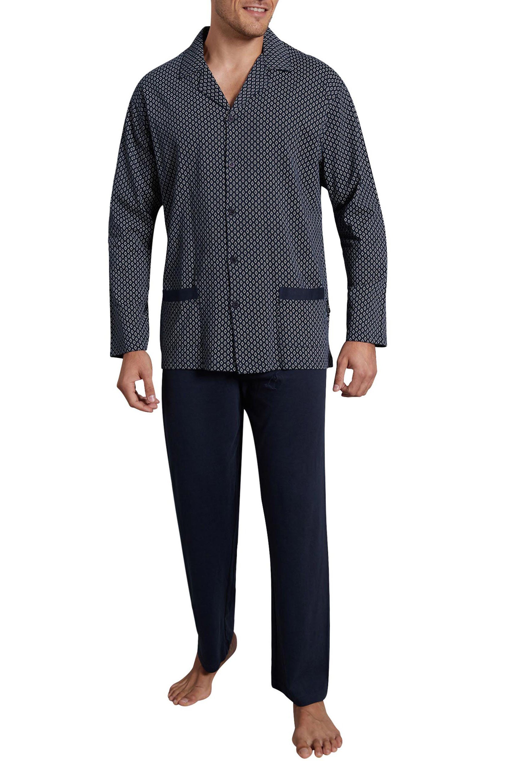 GÖTZBURG Pyjama "Manhattan", (2 tlg.), mit Kragen, Langarm, V-Ausschnitt, l günstig online kaufen
