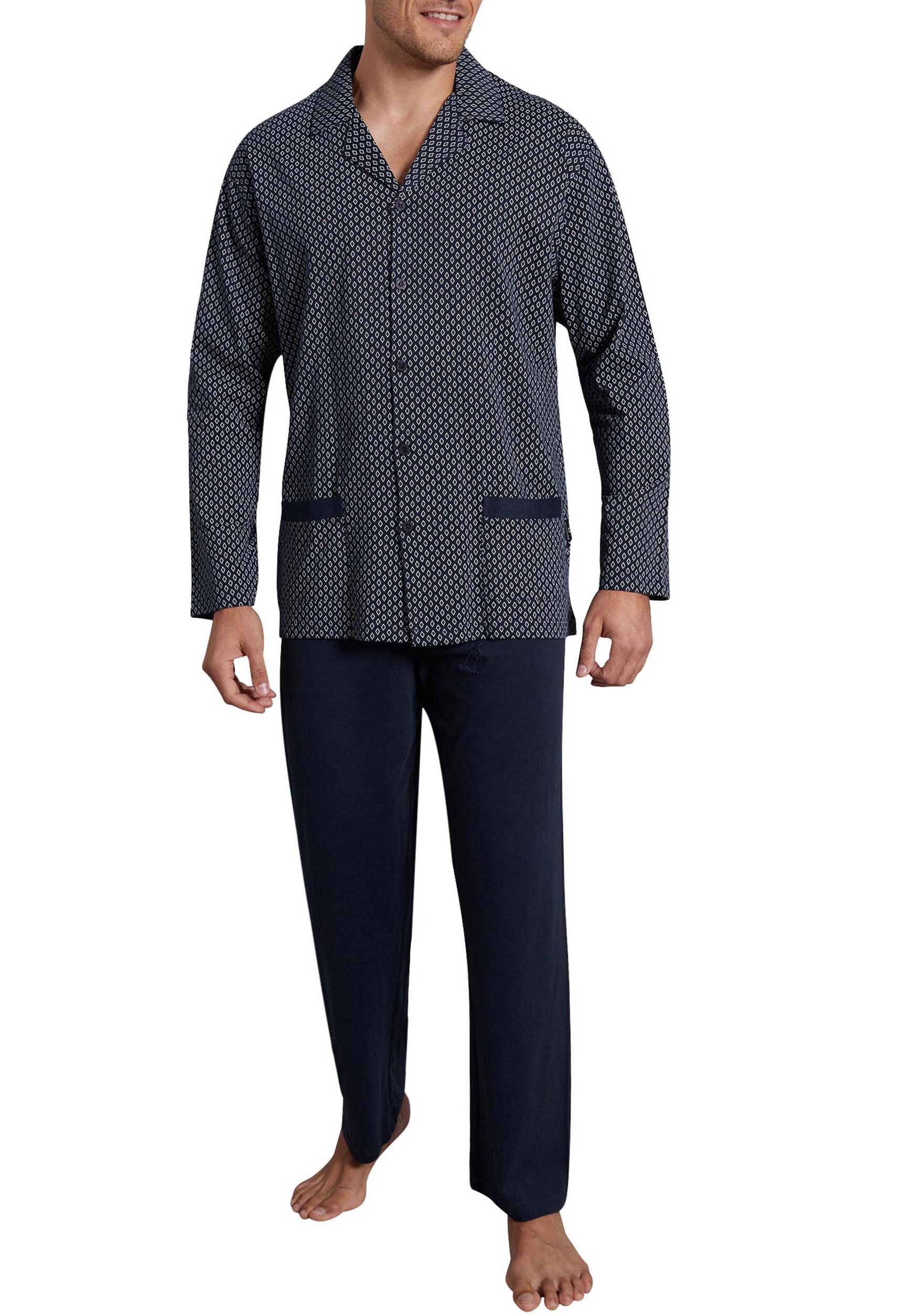 GÖTZBURG Pyjama "Manhattan", (2 tlg.), mit Kragen, Langarm, V-Ausschnitt, l günstig online kaufen