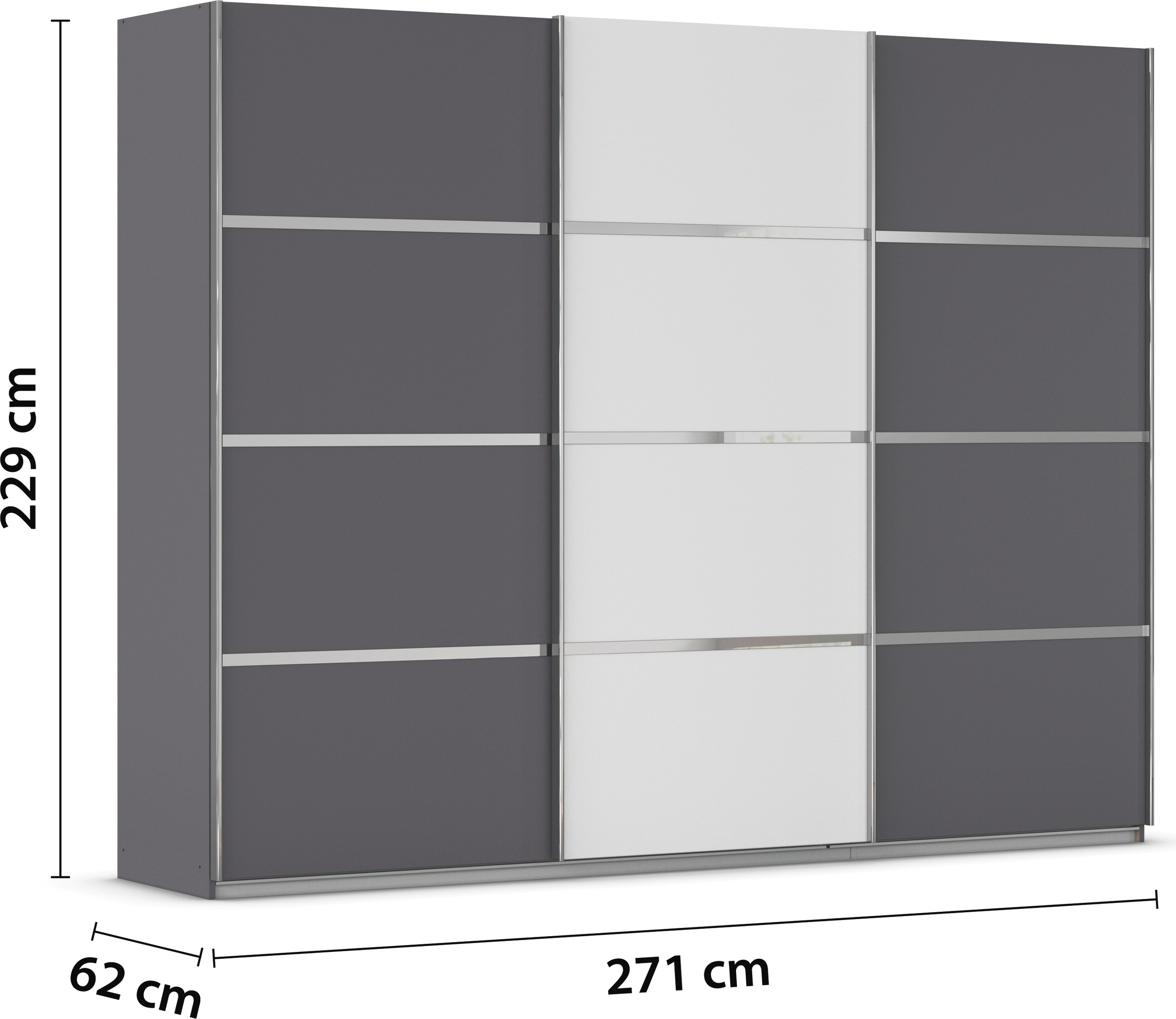 rauch Kleiderschrank »Schwebetürenschrank OTTO´s Choice Garderobe Schrank TOP ANGEBOT Avola«, (in 3 verschiedenen Ausstattungen BASIC/CLASSIC/PREMIUM), mit eleganten Zierleisten in Chrom, Schwarz oder Weiß MADE IN GERMANY