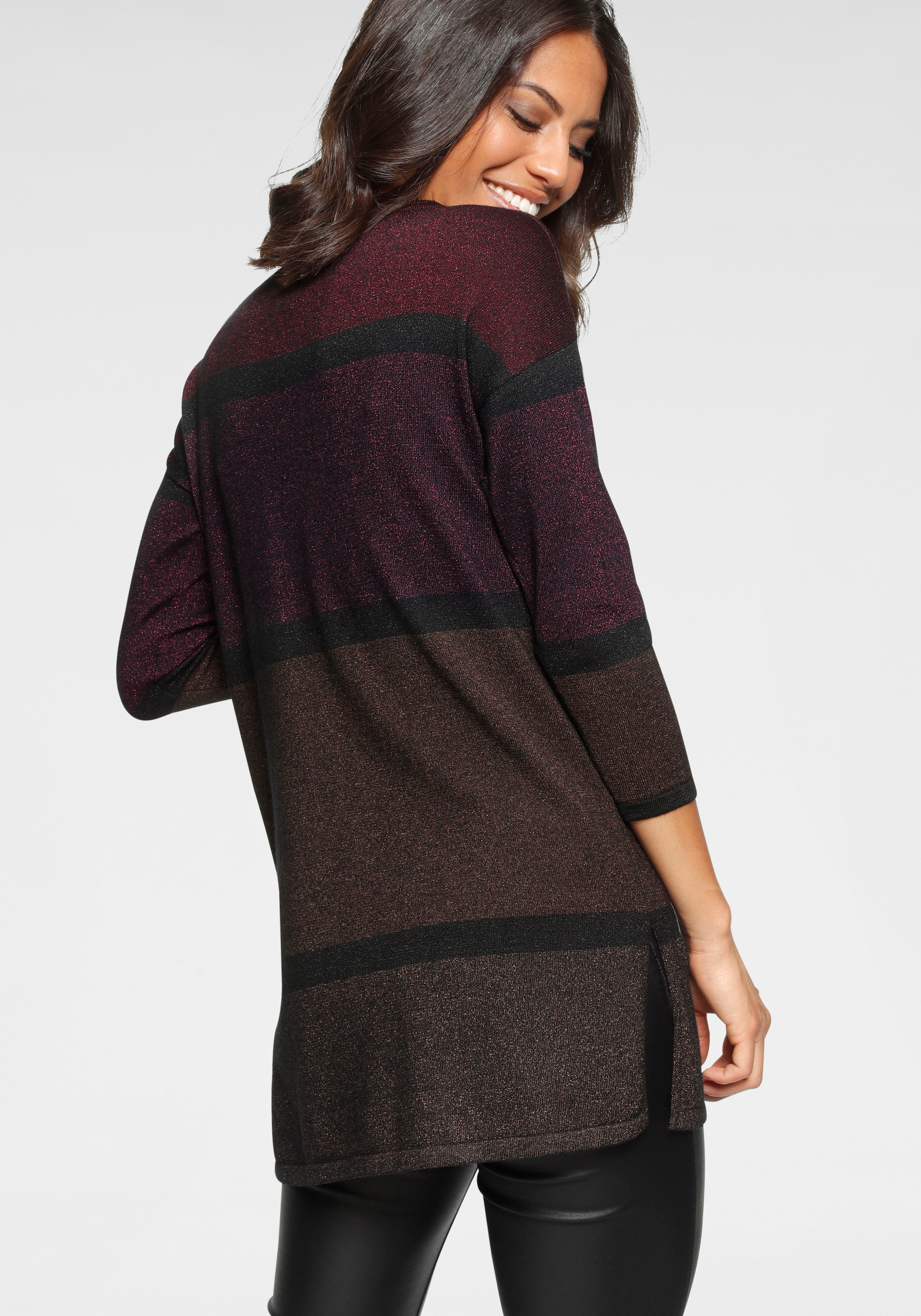 Laura Scott Longpullover, mit feinem Glanzeffekt und 3/4 Ärmeln günstig online kaufen