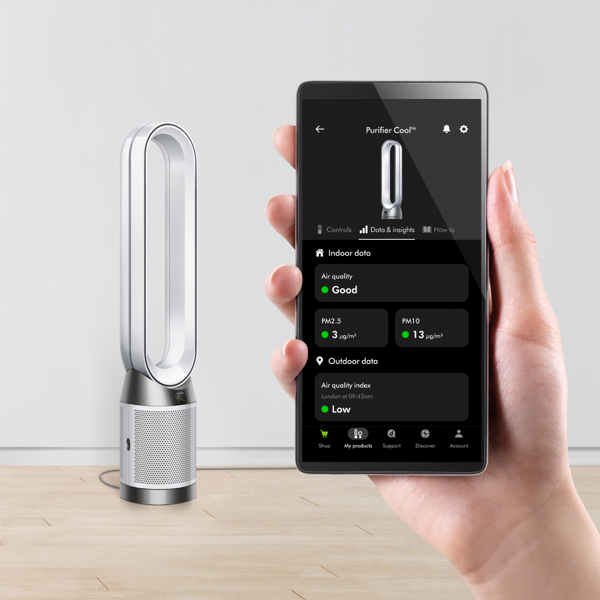 DYSON Luftreiniger »Dyson Purifier Cool™ PC1, mit Fernbedienung« Erkennt und entfernt Schadstoffe automatisch und schließt sie ein.