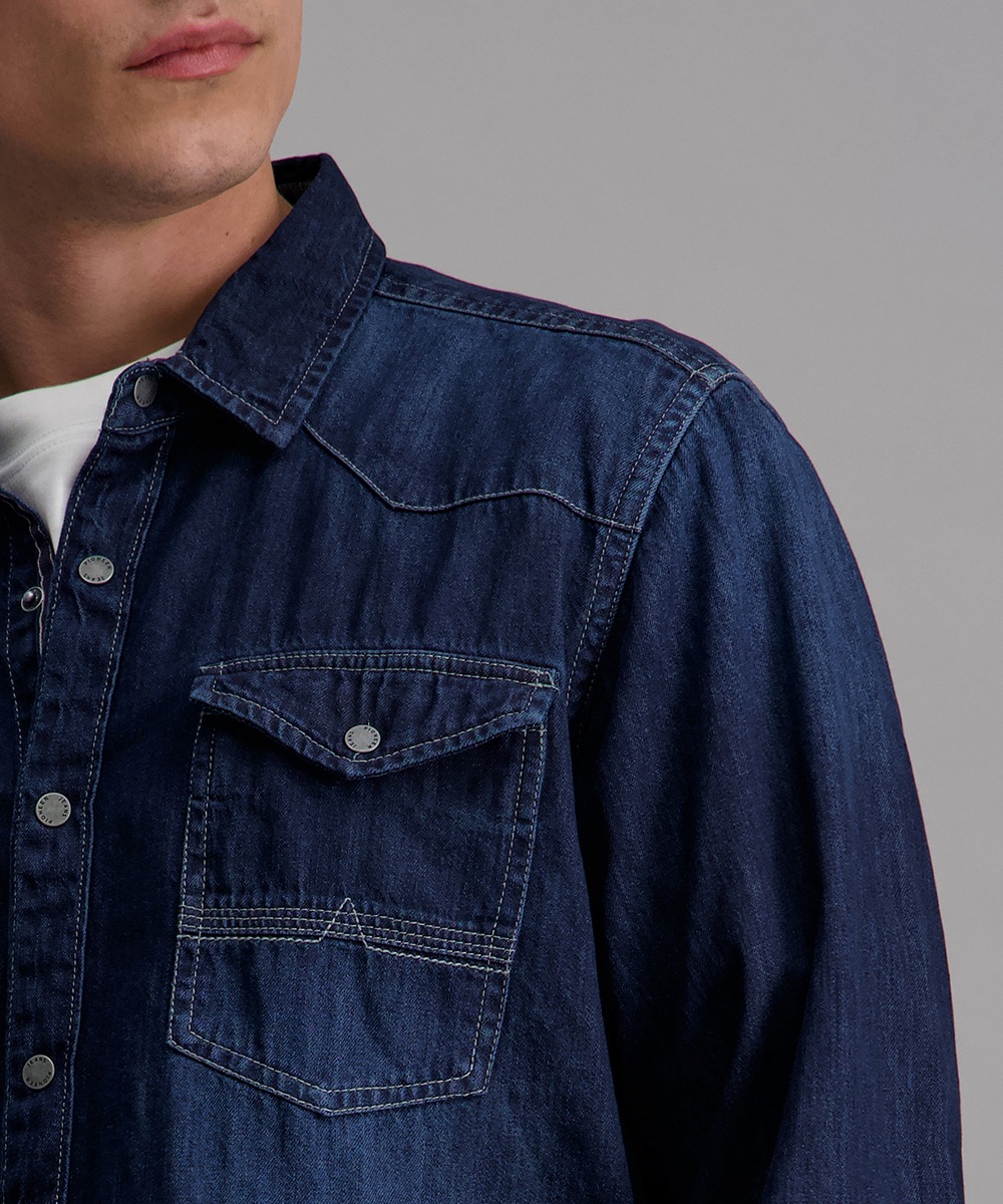 Pioneer Authentic Jeans Jeanshemd, mit abgerundetem Saum