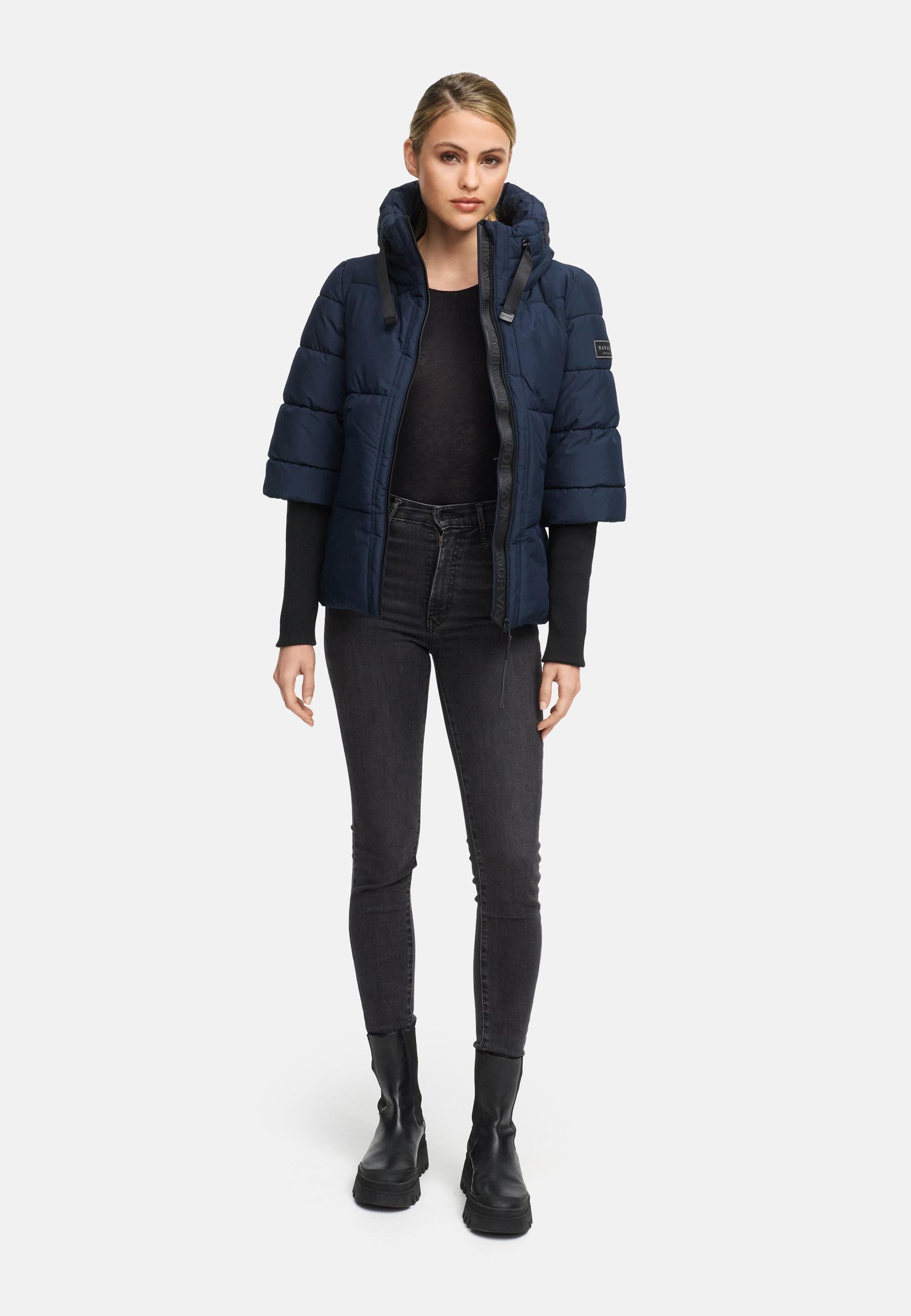Navahoo Steppjacke »Lotusherz XIV«, mit Kapuze, Warme gesteppte Winterjacke mit Rippstrickärmeln