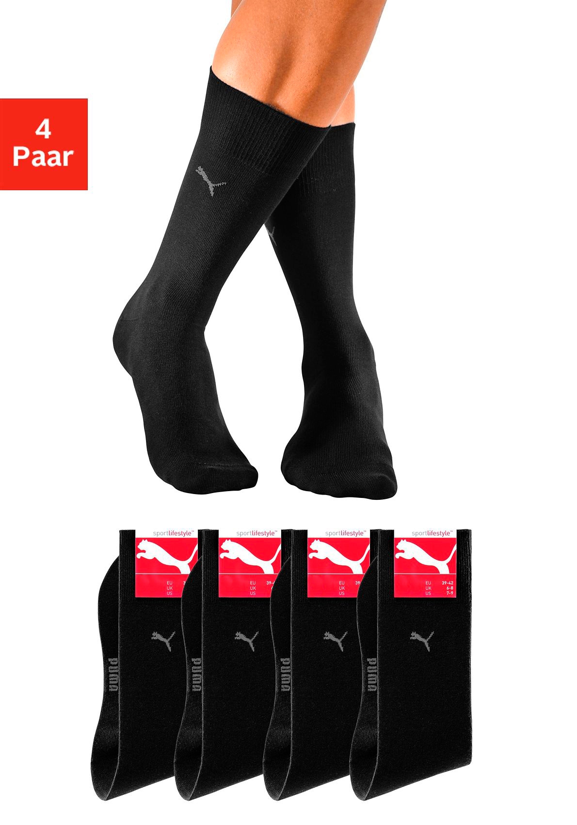 PUMA Basicsocken, (4 Paar), mit druckfreiem Komfortbund