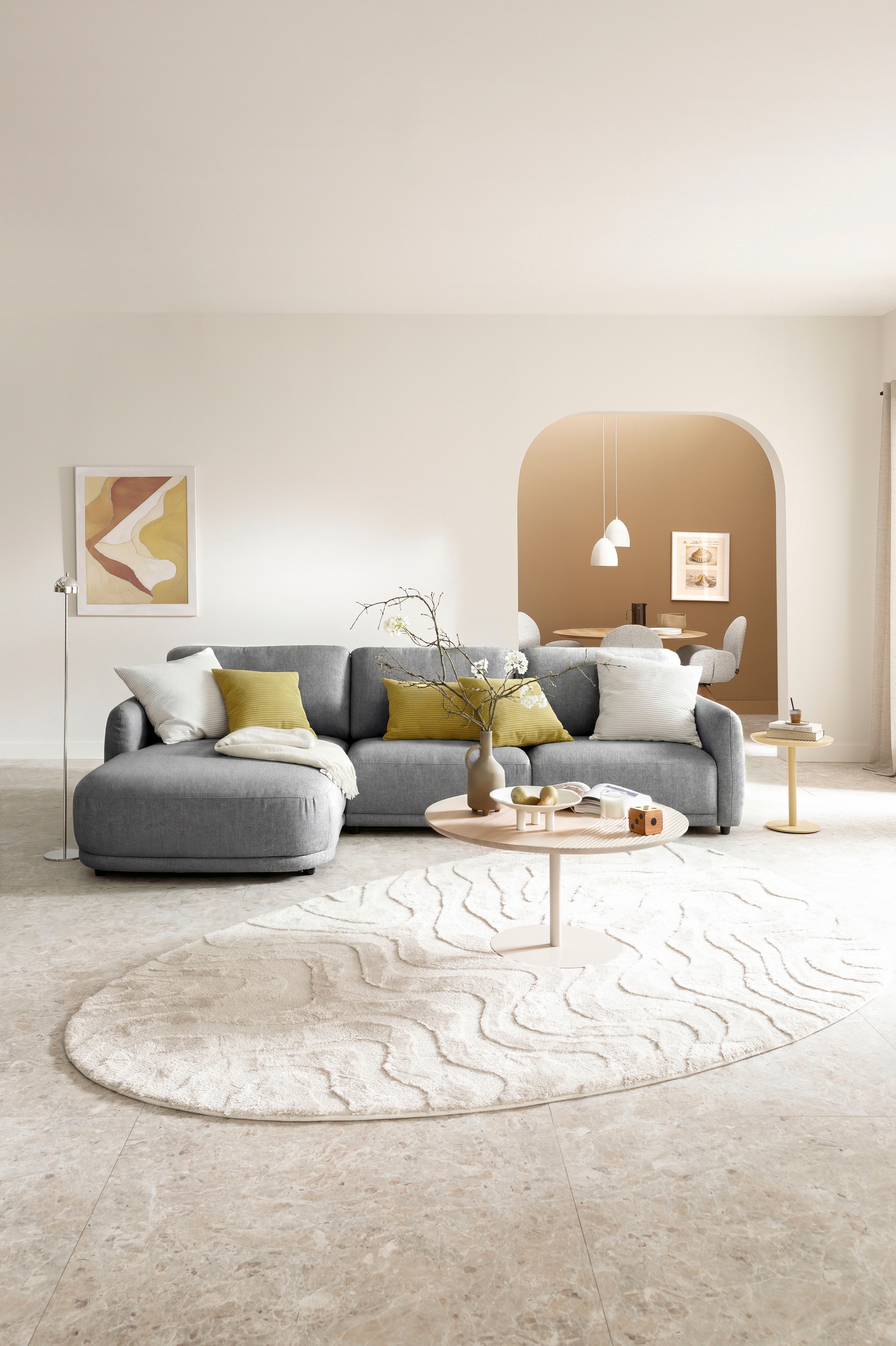 SCHÖNER WOHNEN-Kollektion Ecksofa "Wonder, organisches Design, Breite 318cm, schmale Armlehnen, L-Form" Sanfte Kurven, Kammerkissen-Komfort & maximale Entspannung