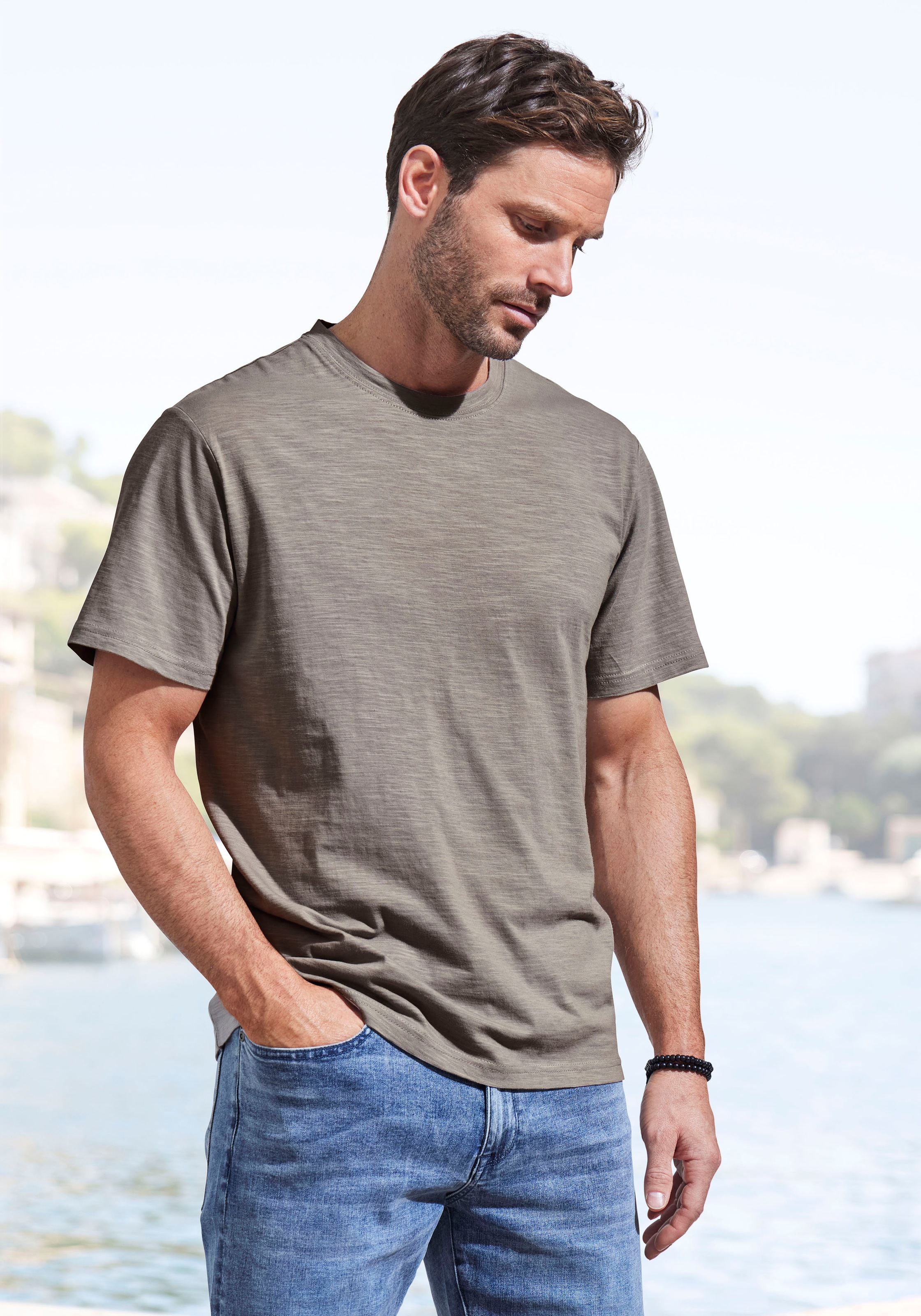 Thumbnail - John Devin T-Shirt "mit Slub-Garn Struktur" Packung, 2er-Pack, 2 Stk. aus leichter, strukturierter Baumwollqualität - im...