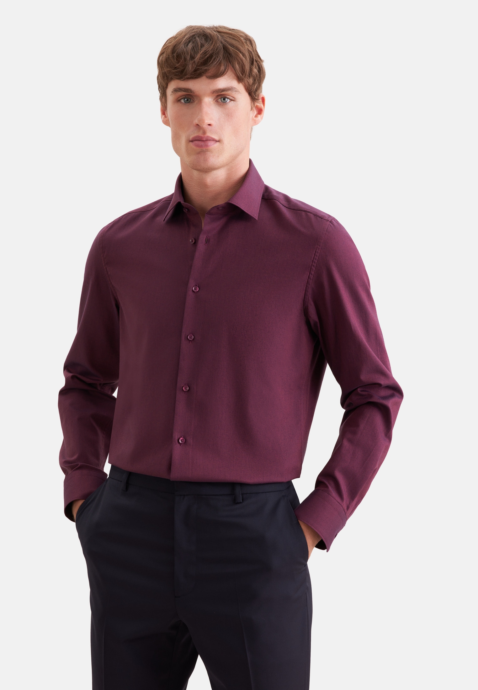 seidensticker Flanellhemd »Schwarze Rose« Slim 1/1 Kentkragen Uni