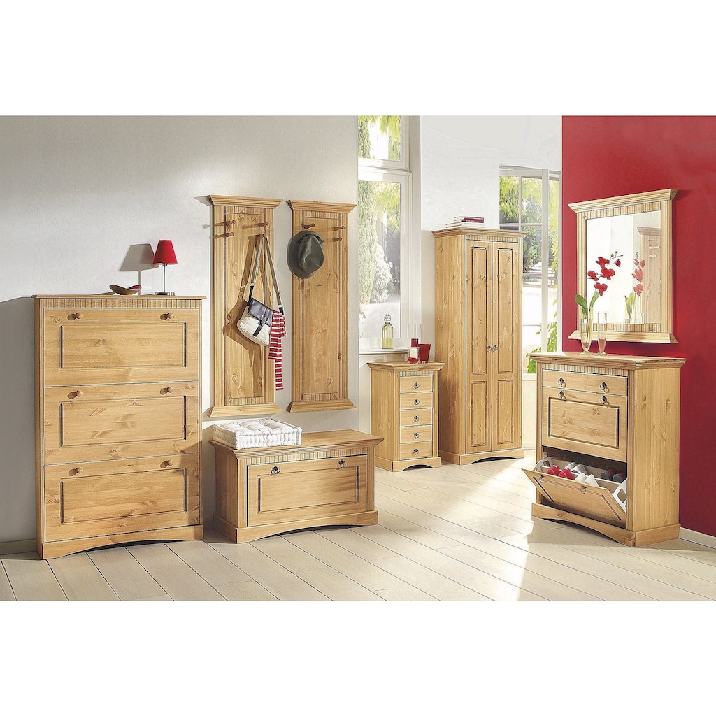 Home affaire Garderobenschrank »Rustic«, aus massiver Kiefer, Breite 71 cm, mit Kassetenoptik