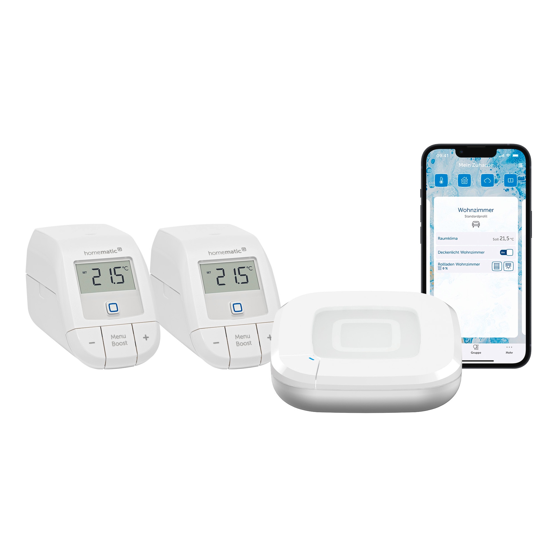 HOMEMATIC IP Heizkörperthermostat "Starter Bundle Heizen Basic für 2 Heizkörper", B:31cm H:12cm T:37cmweiß, Heizkörperthermostate