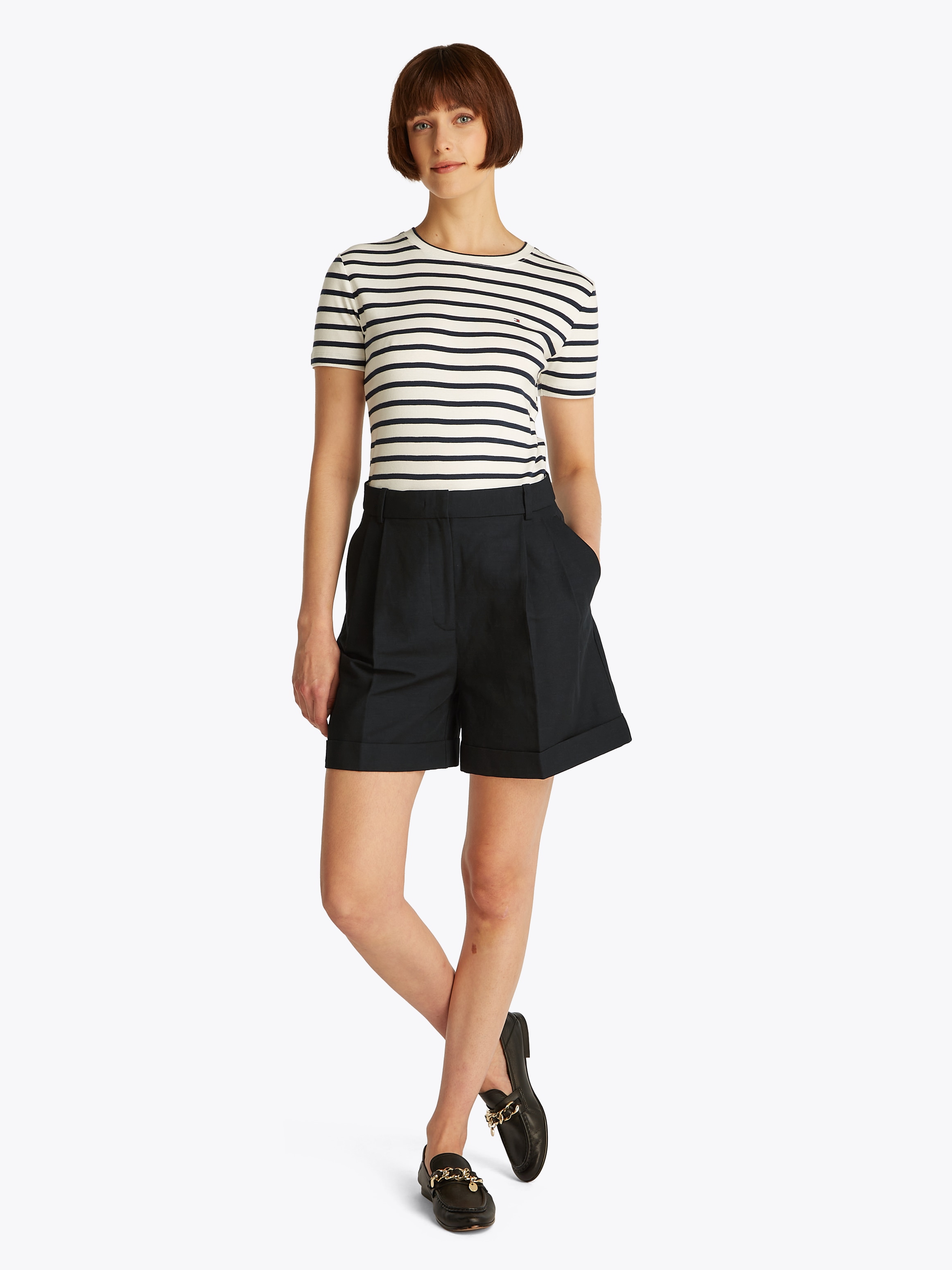 Tommy Hilfiger Shorts »LINEN MIX PLEATED SHORT«, mit Falten,kühlendes Premium Leinen