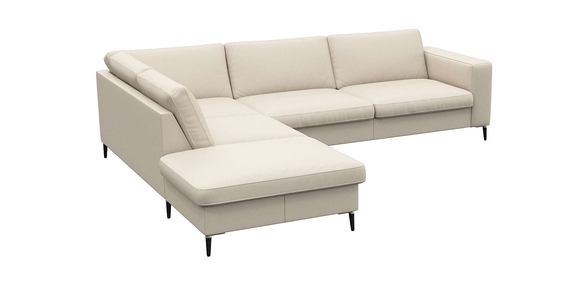 FLEXLUX Ecksofa »Fiore, L-Form, bequem und komfortabel durch hochwertigem Sitzaufbau«, breite Armlehnen, Kaltschaum, Füße Alu+schwarz