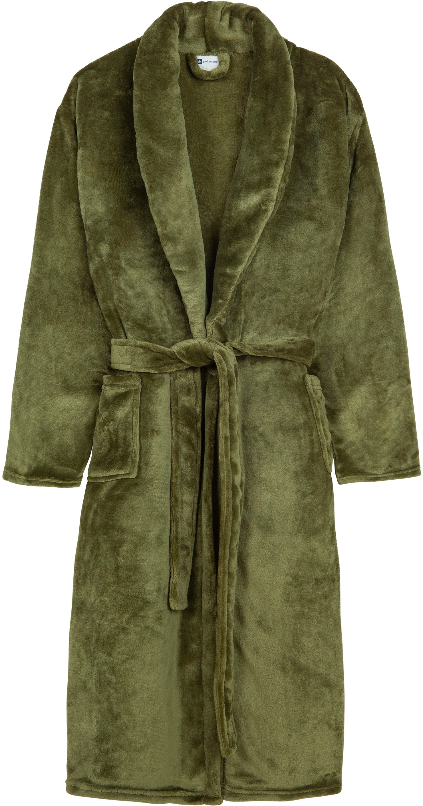 good morning Bademantel »Good morning Bathrobe uni«, (Packung, 1 St., 1x Bademantel), Schalkragen, Gürtel, Taschen, Damen & Herren, Velours, Glanz