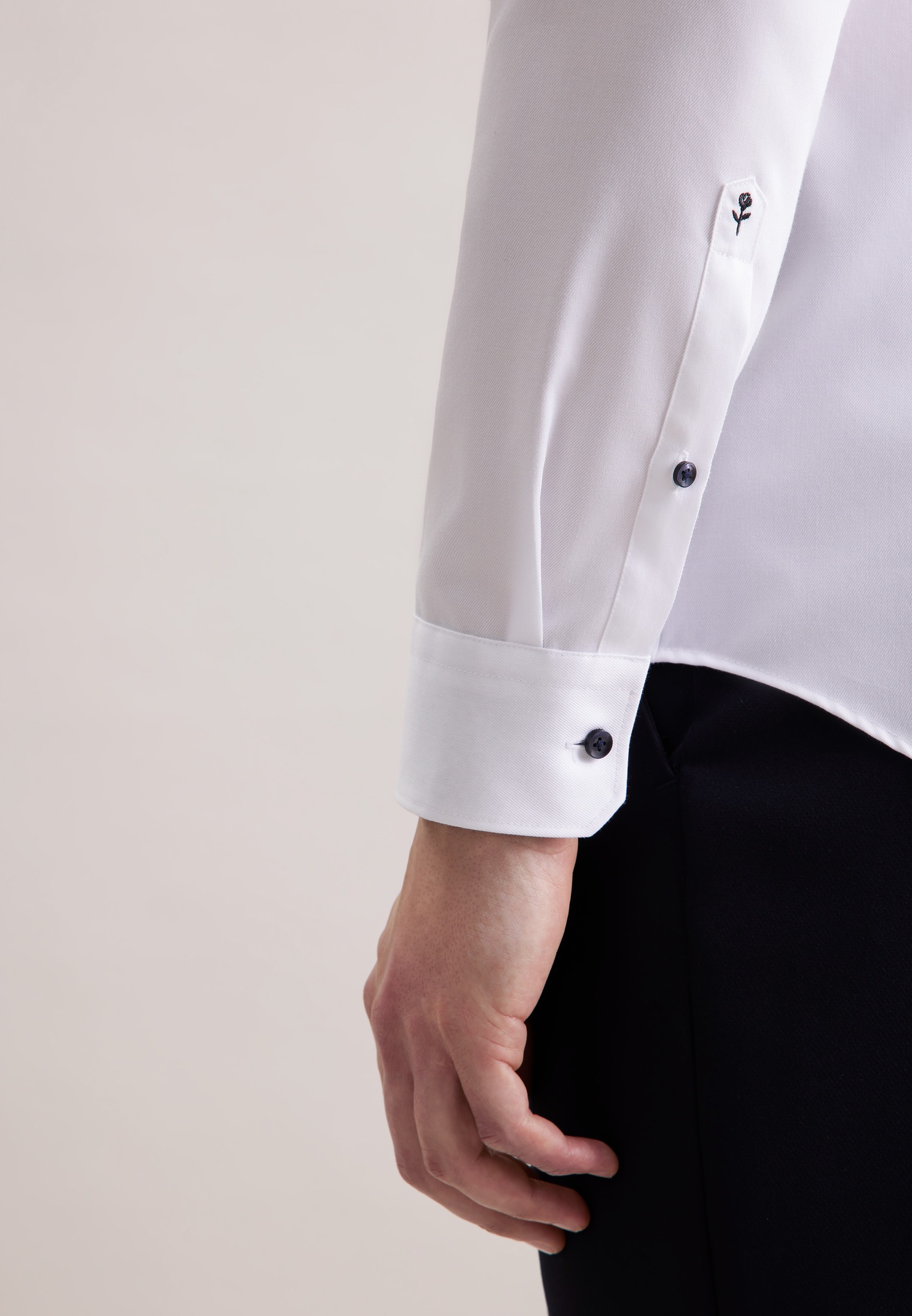 Businesshemd SEIDENSTICKER "Schwarze Rose", Herren, Gr. XS (36), normale Ärmellängen, weiß, 100% Baumwolle, unifarben, slim fit, 2-Knopf-Manschette, Hemden, Slim 1/1 Kentkragen Uni 3