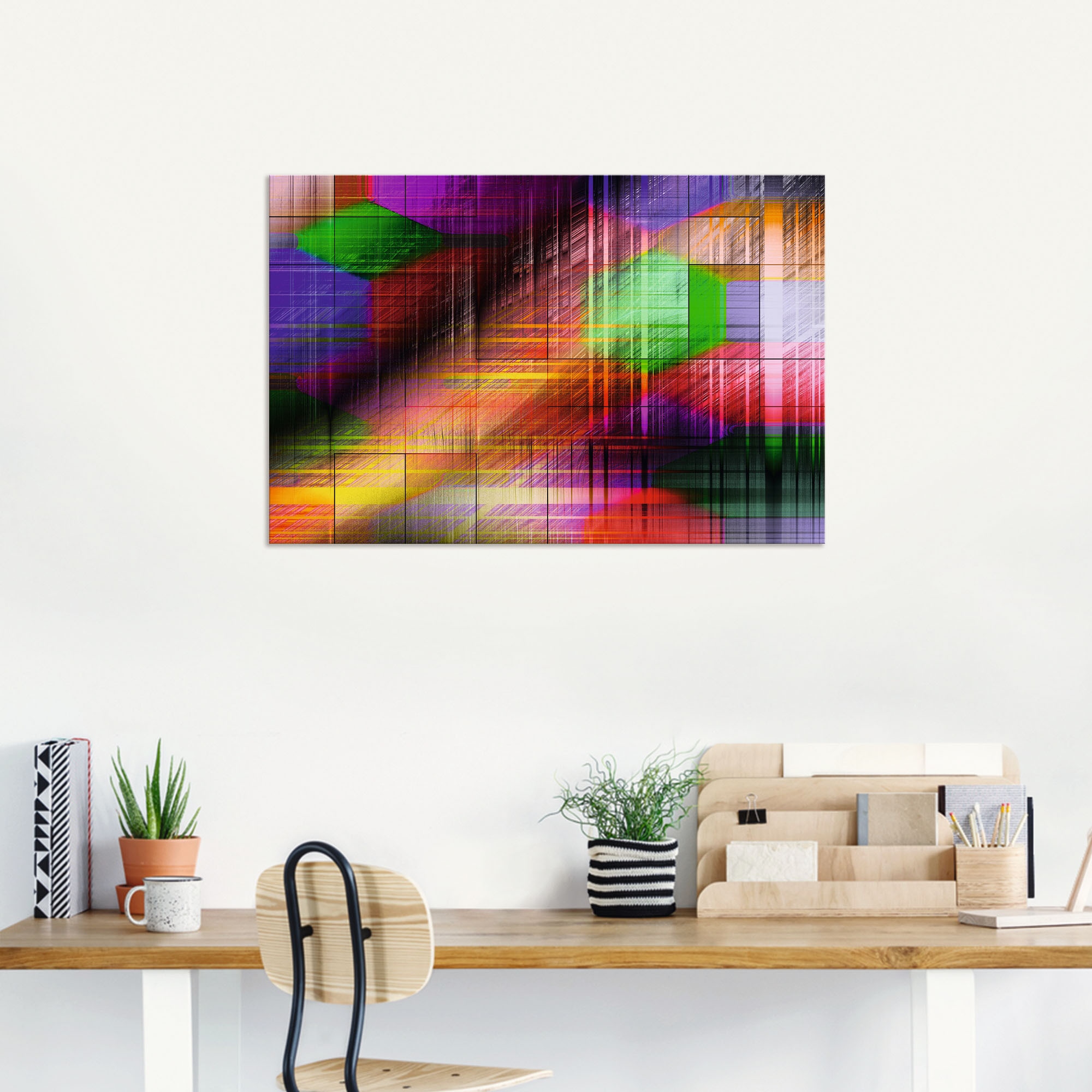 Artland Alu-Dibond-Druck »Bunte Linien II«, Muster, (1 St.), für Innen- und Außenbereich geeignet, Outdoorbild