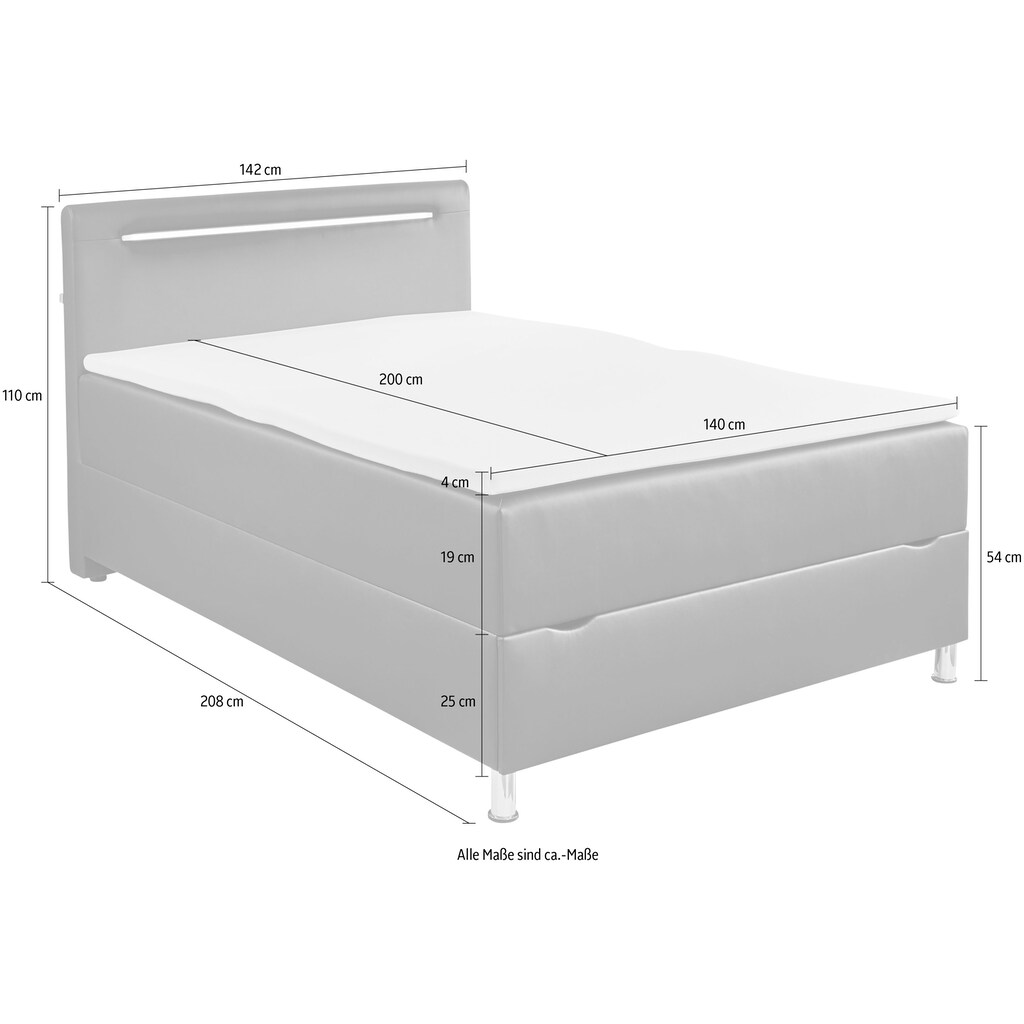 meise.möbel Boxbett Candela, mit LED-Beleuchtung, Bettkasten und Topper