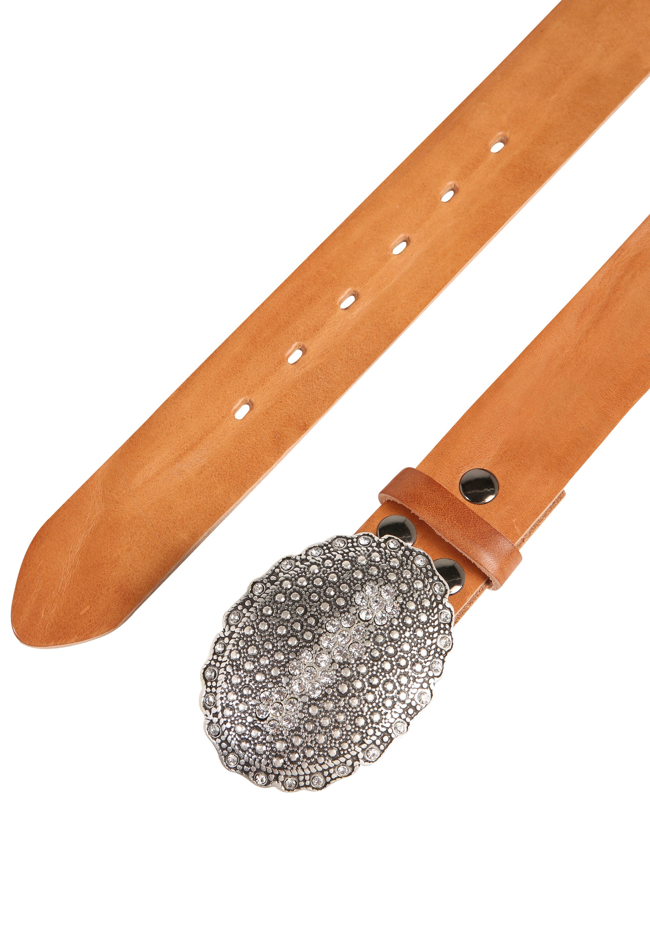 Rettungsring Gürtel Ledergürtel mit austauschbarer Schließe "Oval Nieten Mi günstig online kaufen