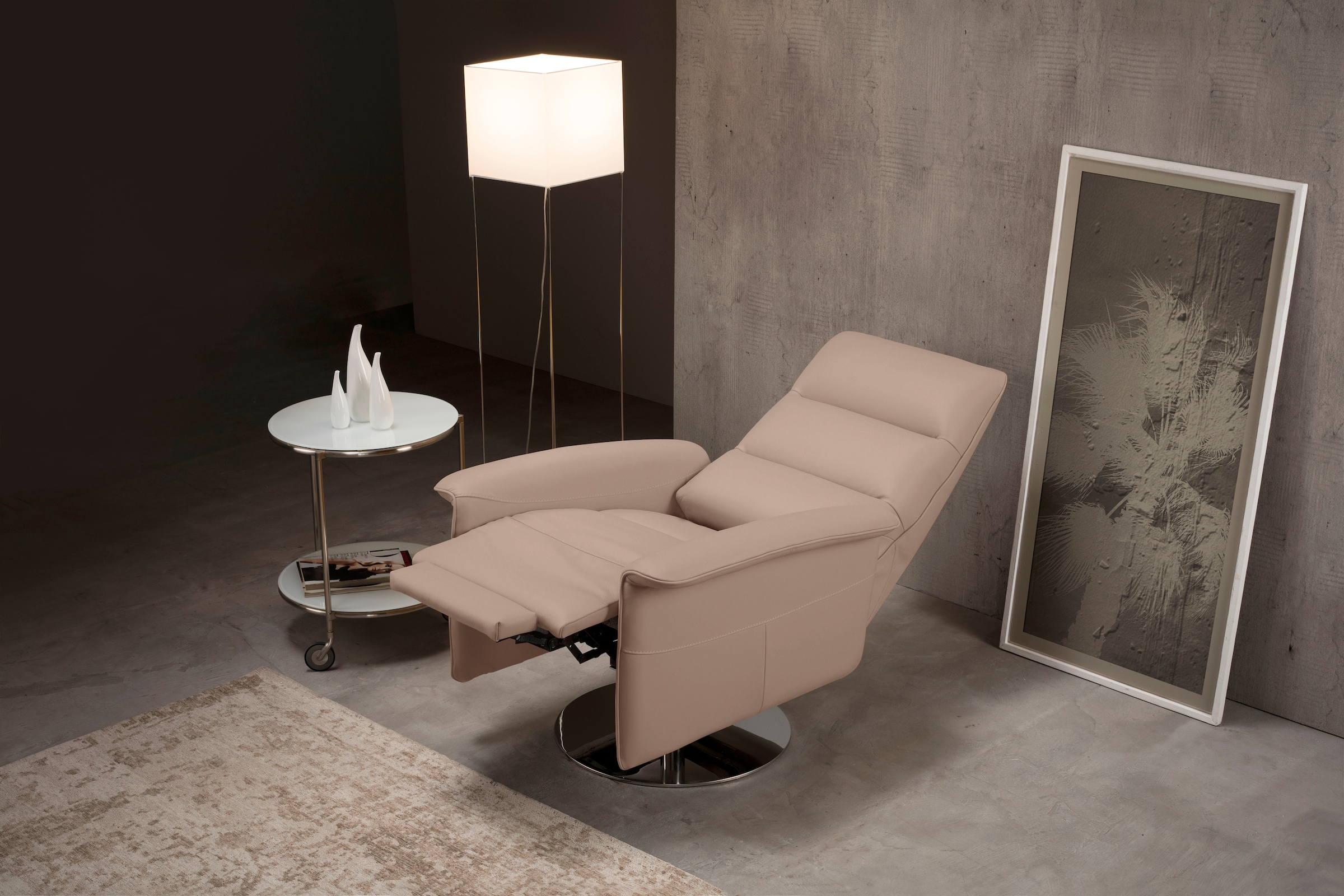 Egoitaliano Sessel "Kelly Designsessel", drehbar, manuelle Relaxfunktion mit Push-Back-Mechanismus