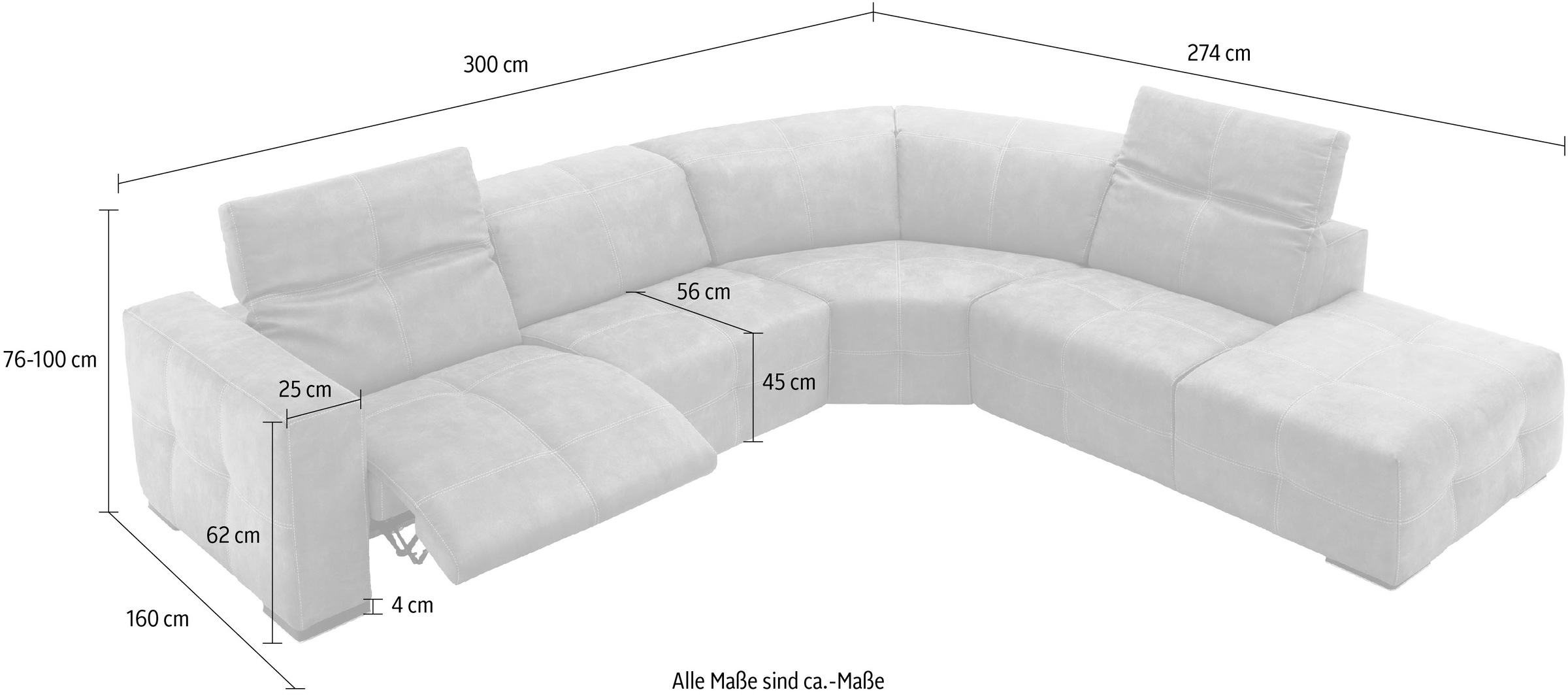 Egoitaliano Ecksofa »Sauvanne«, wahlweise mit elektrischer Relaxfunktion, Kopfteilverstellung