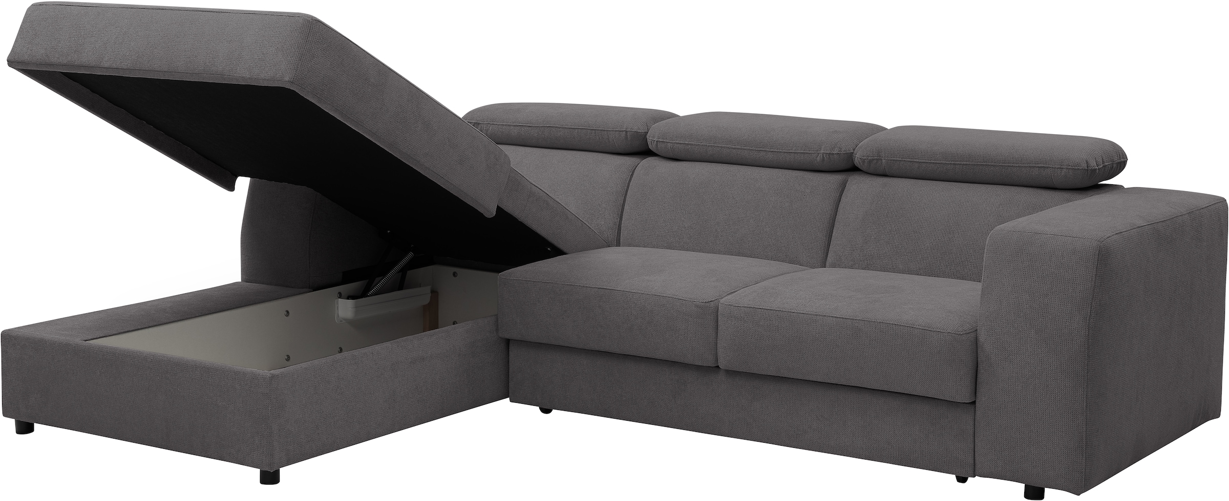 WERK2 Ecksofa »Cherry, modernes Sofa mit Komfortfunktionen, Breite 270cm, L-Form,«, bequem, mit verstellbaren Kopfteilen, Schlaffunktion und Bettkasten