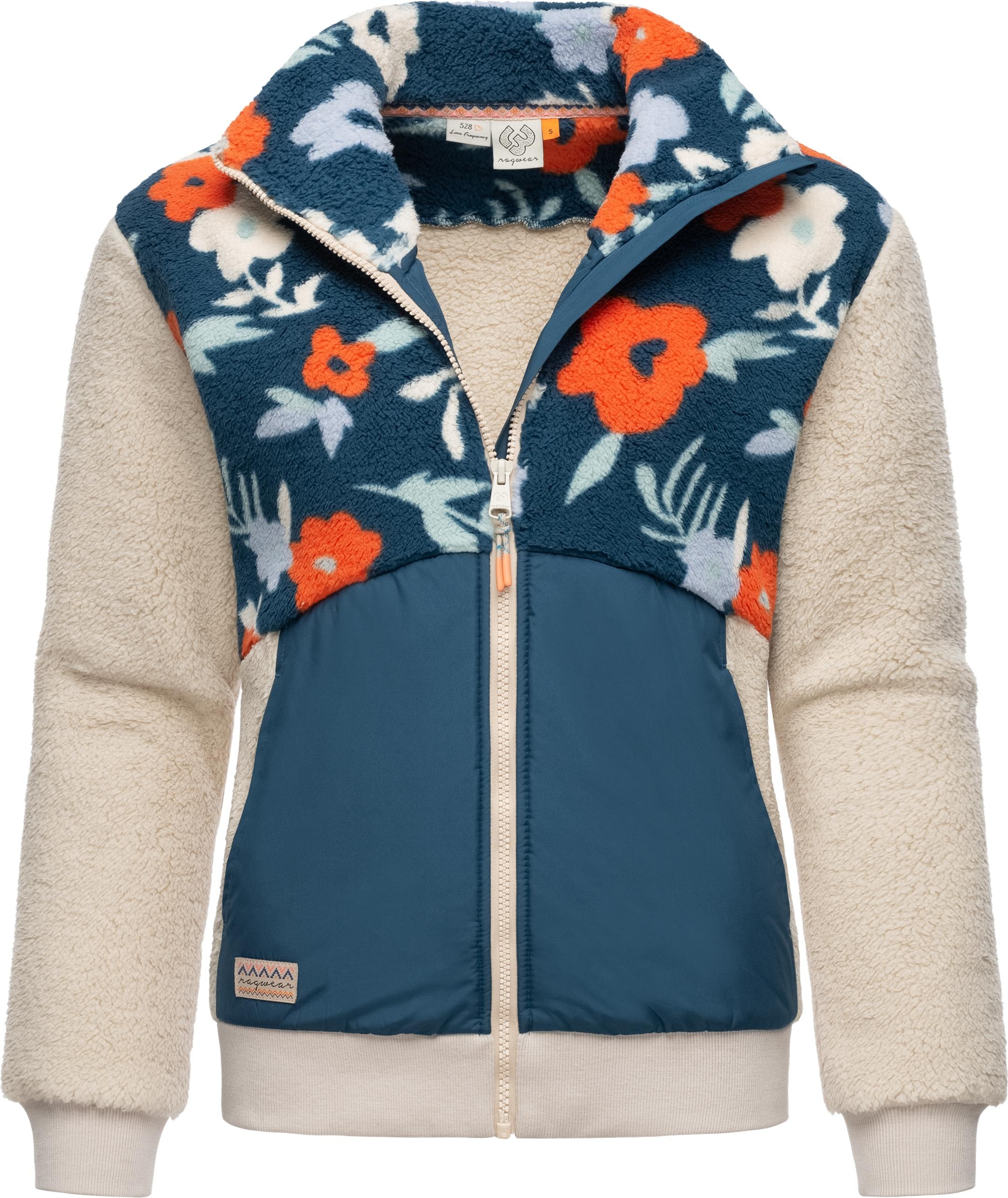 Ragwear Fleecejacke »Madaras Flower«, ohne Kapuze, Flauschige Damen Übergangsjacke aus Teddyfleece